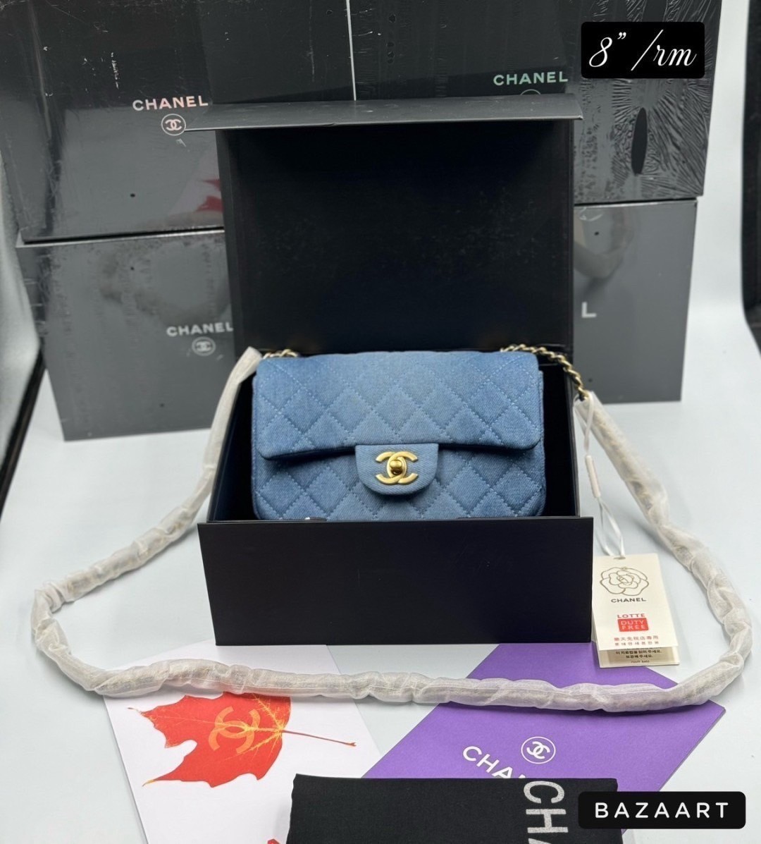 CHANEL Flap Bag Denim กระเป๋าสะพายสุดหรูไซส์มินิ งานเดนิมสวยดูแพง รูปทรงคลาสสิคหรูหราตลอดกาล ตัวแม่แบบฉ่ำ สวยทำถึง! ต้อนรับซัมเมอร์ให้โดดเด่นกว่าใคร