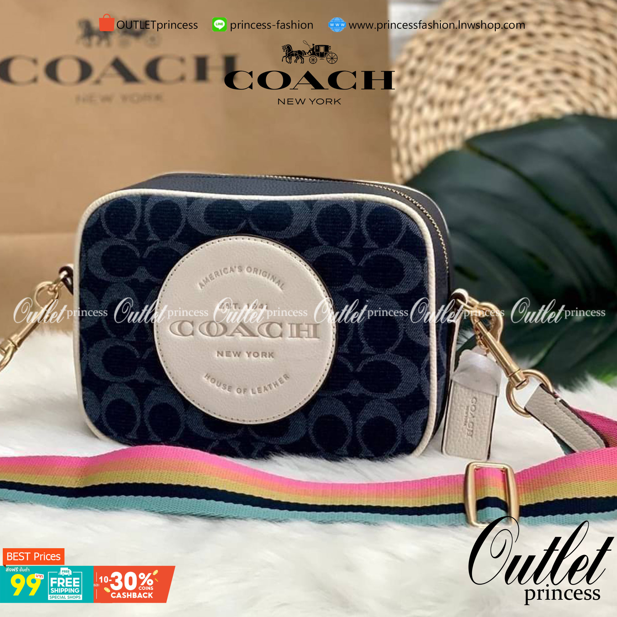 OUTLET 】COACH LADIES GENUINE CAMERA CLASSIC BAG ((2822)) ✔️สินค้าปกติตามเงื่อนไขทั่วไปค่ะ!! พร้อมส่งที่ไทยค่ะ! กระเป๋าสะพายแบบครอสบอดี้ร์ หนังแท้+ผ้าjacquard ทอลายแบรนด์ สวยงามมากๆค่ะ