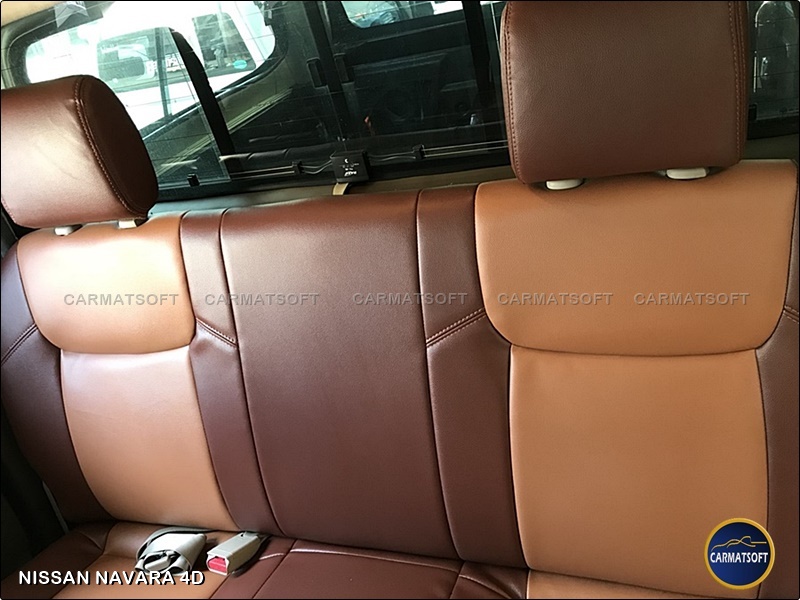 ชุดหุ้มเบาะรถยนต์ NISSAN NAVARA 4D หนังPVC เกรดA หนา1มิล สีชาน้ำตาล