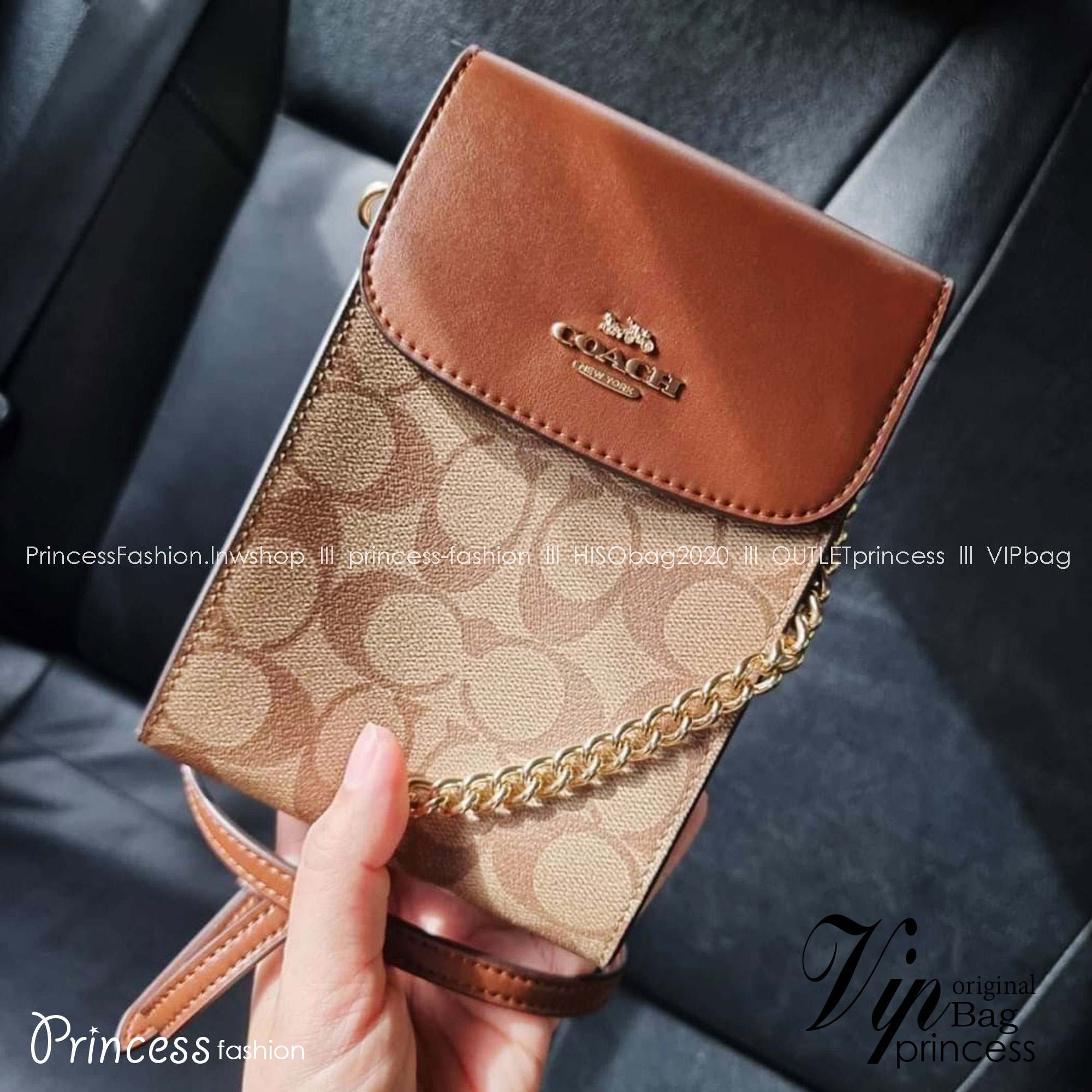 COACH RACHEL PHONE CROSSBODY IN SIGNATURE CANVAS พร้อมส่ง กระเป๋าสะพาย case phone ต้องมา ให้คุณพกพา gadget ล้ำไปได้ทุกที่ ใส่โทรศัพท์มือถือได้ทุกรุ่น ดีไซน์ใหญ่กว่าเดิม