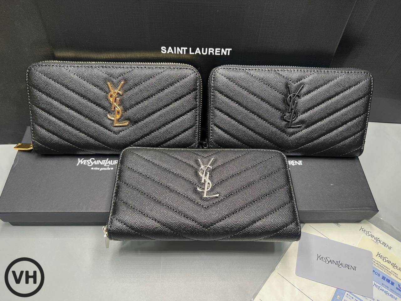ORI หนังแท้ | YSL zip around wallet / YSL Long Wallet กระเป๋าสตางค์ใบยาวซิปรอบ 🤍 เกรดออริจินอล