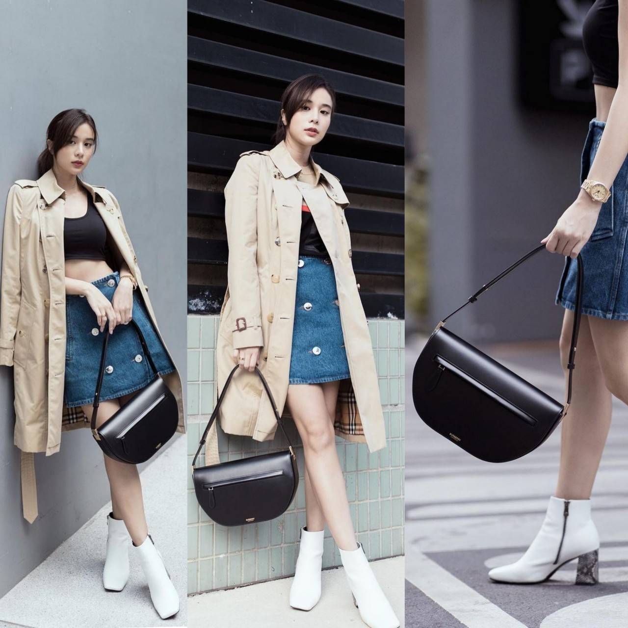 BURBERRY FRAGRANCES HALFMOON BAG VIP GIFT WITH PURCHASE (GWP) กระเป๋าสะพายพรีเมี่ยมกิ๊ฟ Limited Edition รุ่นใหม่จากน้ำหอม BURBERRY DUTY FREE วัสดุหนังแท้ CalfSkin ดีไซน์สวยหรูอยู่ทรงมีโลโก้แบรนด์และช่องซิปด้านหน้า ด้านหลังมีช่องใส่ของ เปิดปิดด้วยฝาปิดแม่เ