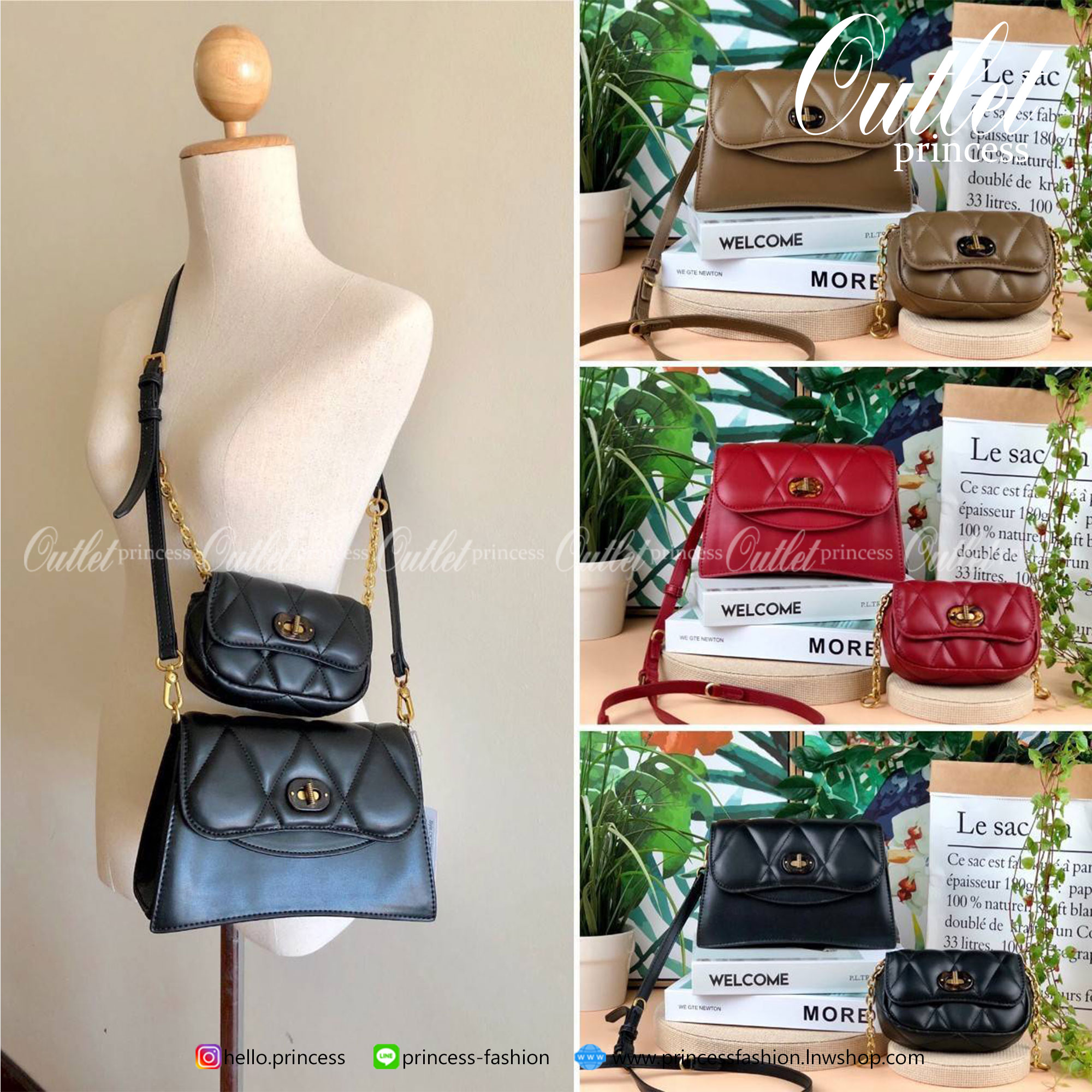 Charles & Keith Padded Double Pocket Shoulder Bag กระเป๋าสะพายข้างใบเก๋ (มีใบลูกให้) ด้วยดีไซน์ที่มีเอกลักษณ์เฉพาะตัว อะไหล่สีทองเพิ่มความหรูหรา ตัดกับตัวฝากระเป๋าที่มีการเดินด้ายเพิ่มดีเทล คือเริศมากๆ เปิดปิดแบบตัวหมุนล็อก มีช่องแม่เหล็กด้านหน้าใส่ iPhon