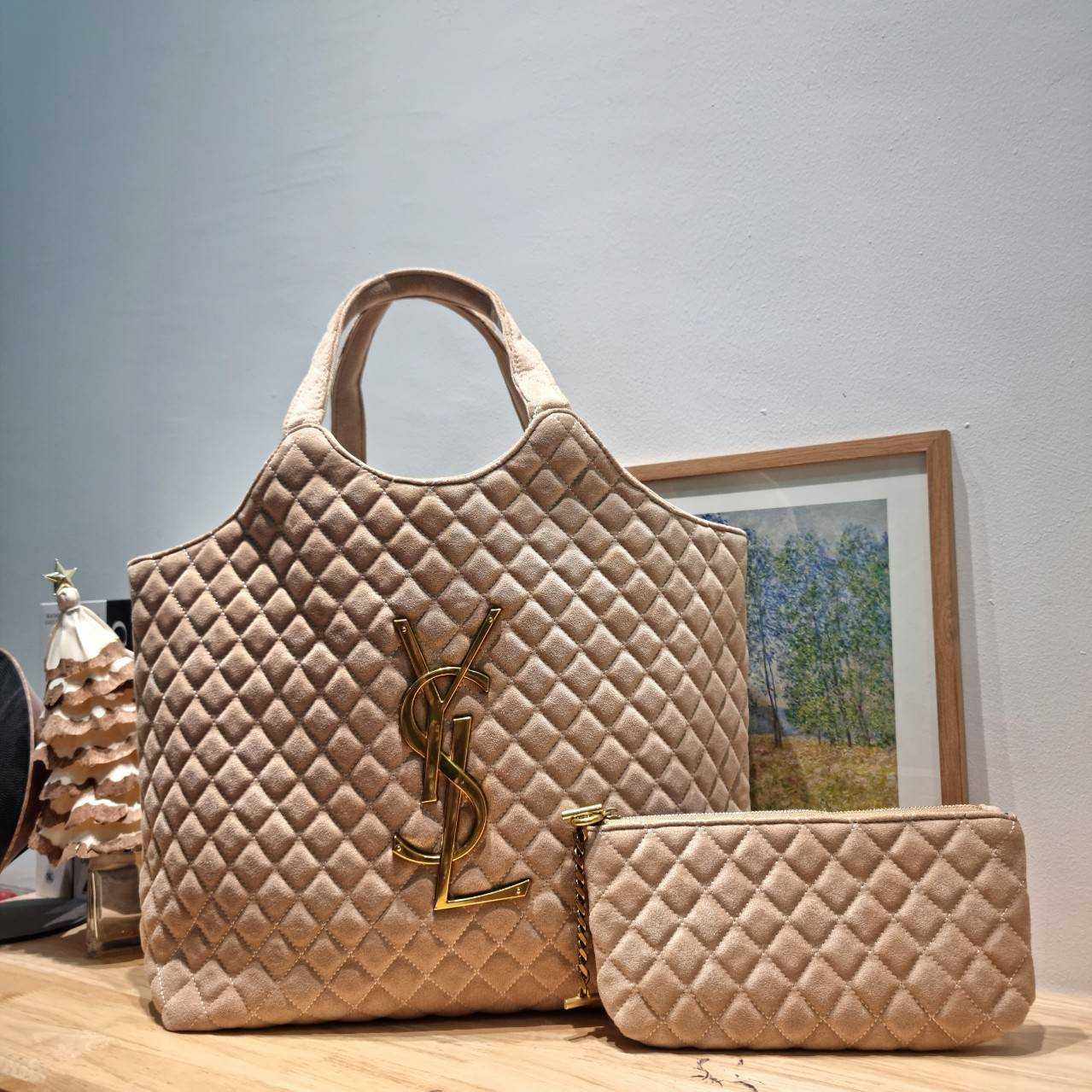 YSL ICARE MAXI SHOPPING BAG / YSL tote bag กระเป๋าใบใหญ่ทรงโท้ท รุ่นผ้ากำมะหยี่ เกรดออริ 1:1 ใช้งานต่างประเทศได้