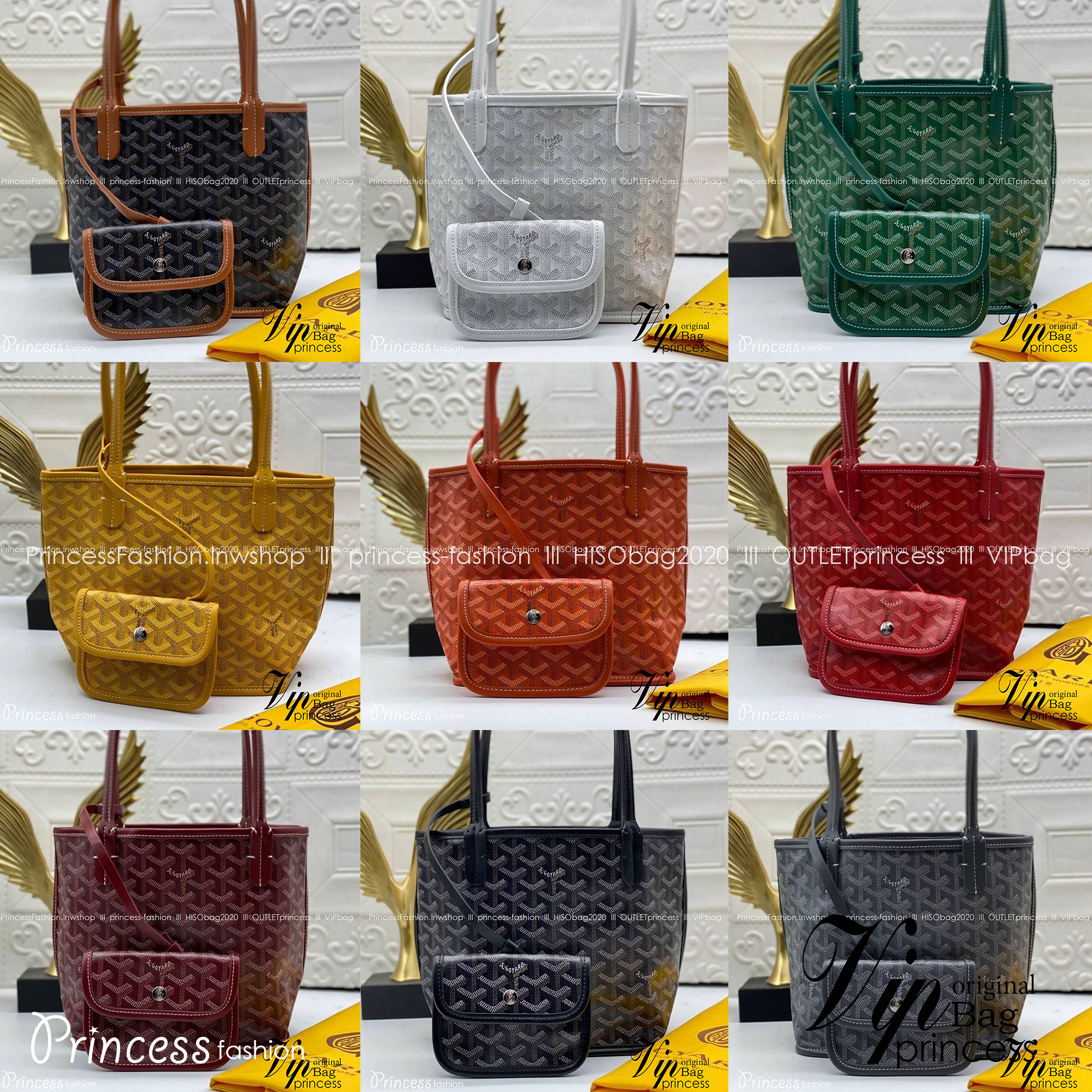 9 สี GOYARD ANJOU TOTE MINI / Goyard Mini Tote เกรดออริจินอลสลับแท้ ใช้งานต่างประเทศได้ ฮอตไอเท็ม กับกระเป๋าสะพายทรงโท้ท ไซส์มินิ กะทัดรัด มาครบสีขายดี เลิศทุกสี รูปทรงคลาสสิค ดีไซน์เป็นเอกลักษณ์ ใช้งานได้หลากหลาย
