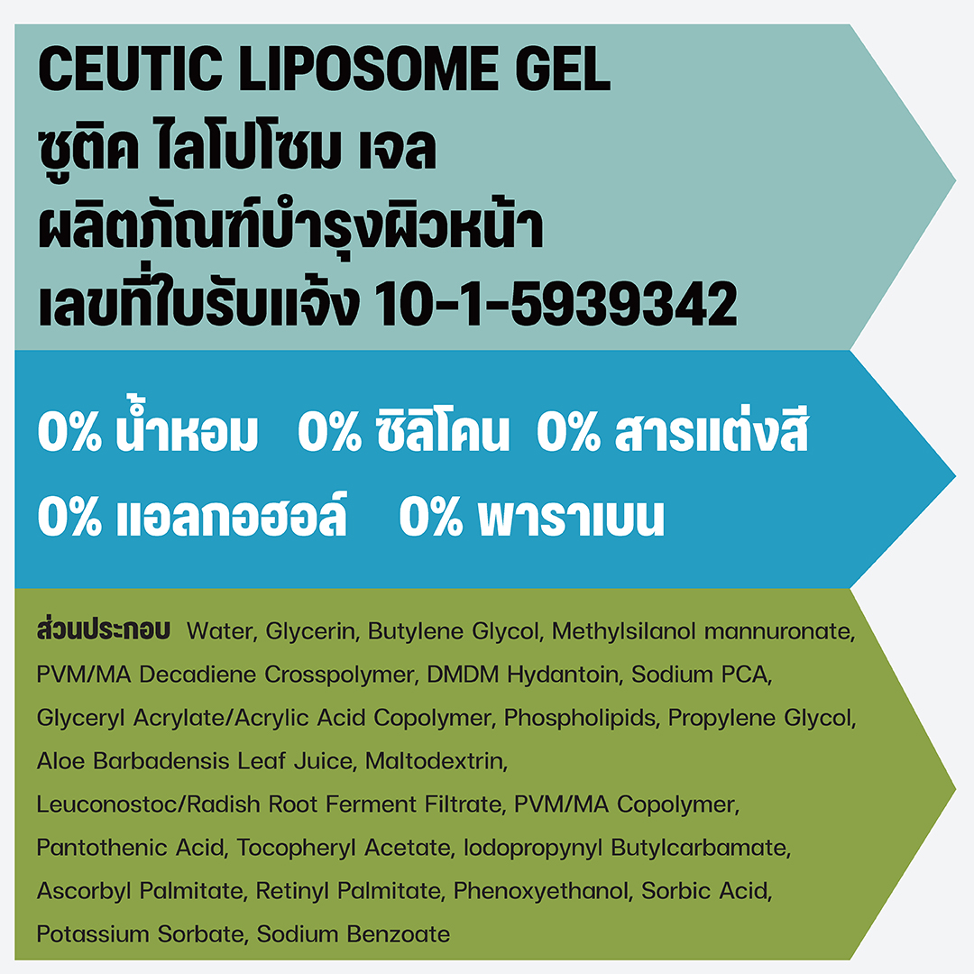ไลโปโซม เจล ให้ผิวพรรณชุ่มชื้น นุ่มนวล เรียบเนียน กระจ่างใส ไม่มันผิว