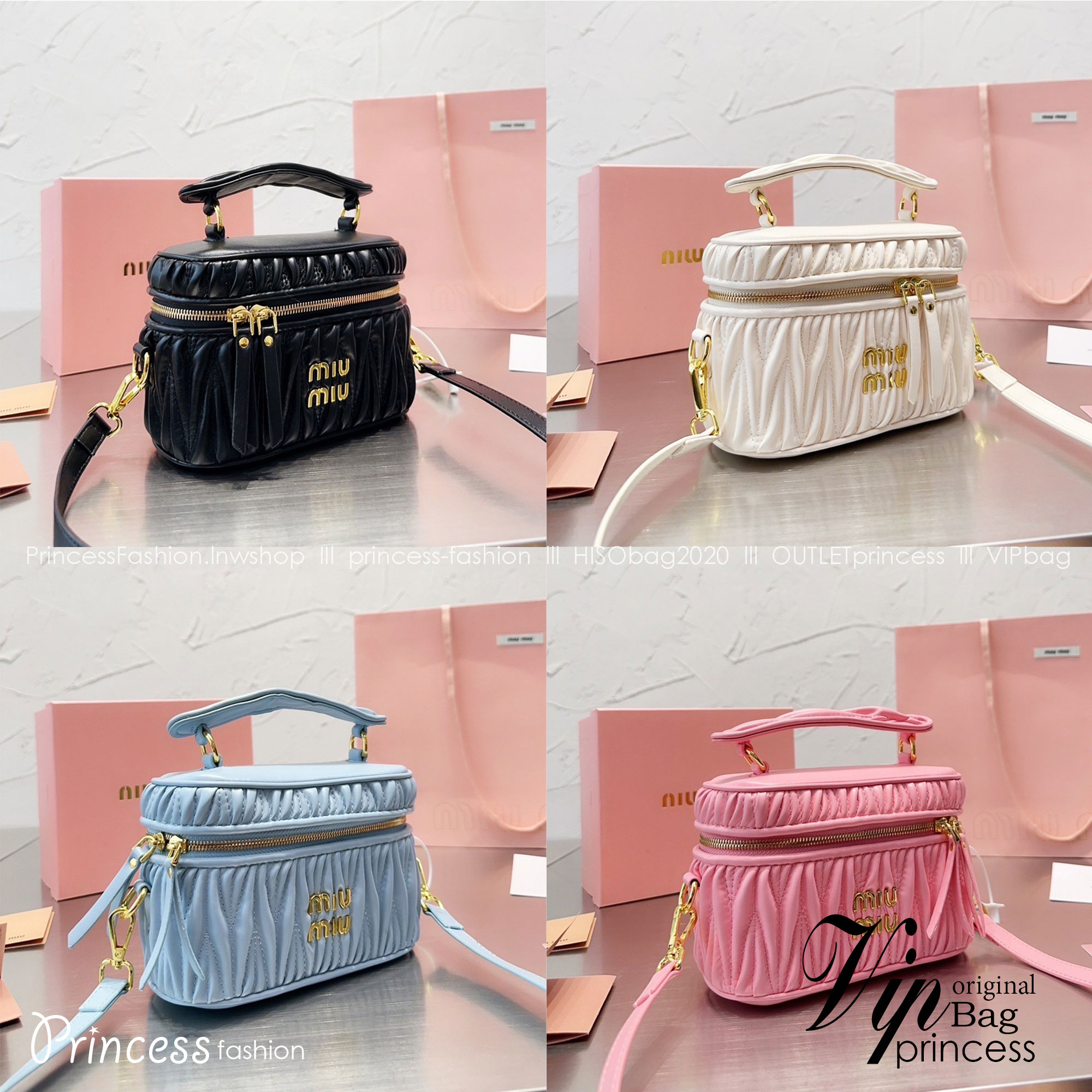 MIU MIU Matelasse nappa leather shoulder bag / MIU MIU BAG พร้อมส่ง 4 สี กระเป๋าสะพายทรงกล่อง ให้ความละมุม ลุคคุณหนูน่ารักสุดๆ คะ