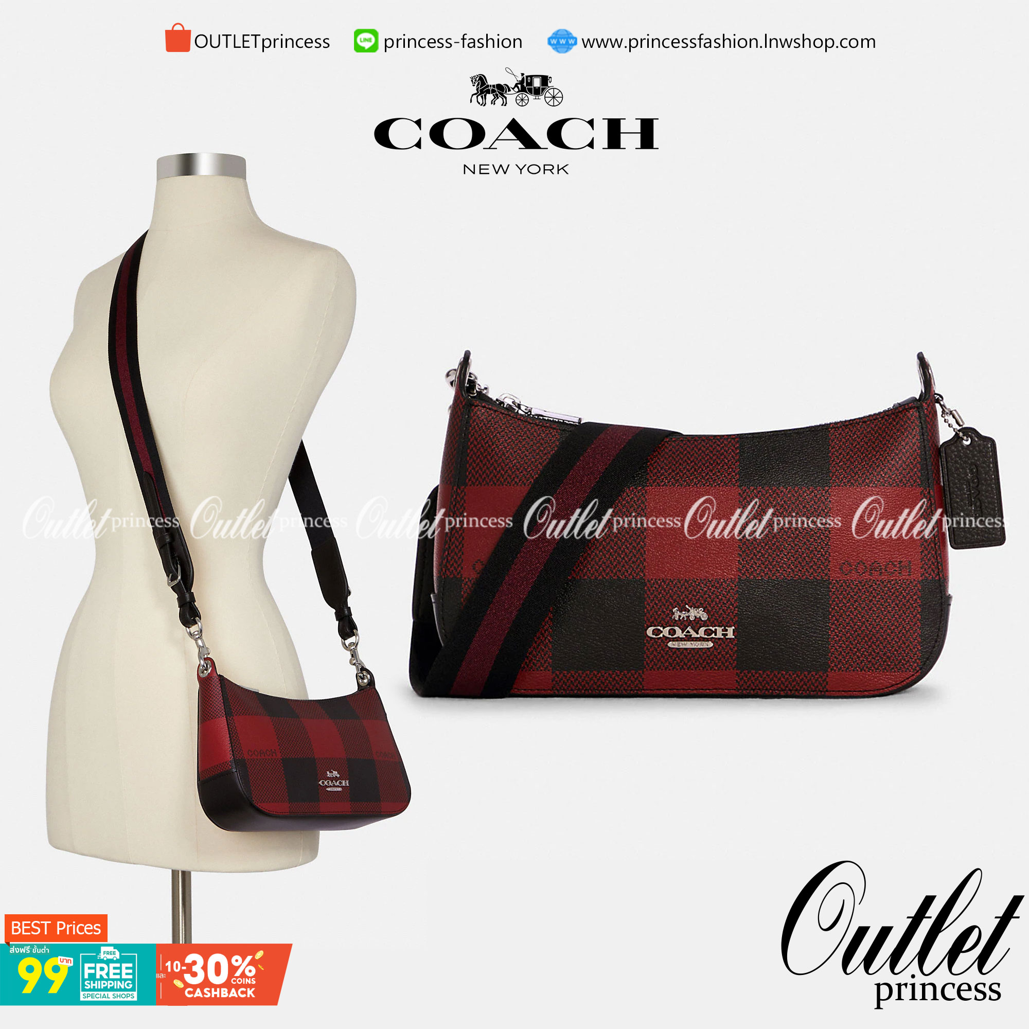 OUTLET 】COACH C6818 JES BAGUETTE WITH BUFFALO PLAID PRINT คอลเลคชั่นใหม่ล่าสุด พร้อมเสิร์ฟความสวยถึงบ้านเช่นเคย!! กระเป๋าสะพายทรงบาแกตต์ ดีไซน์ย้อนยุค ที่แอบแฝงความเรียบหรูดูแพงอยู่ในตัว โดดเด่นด้วยสายสะพายเส้นใหญ่ โทนสีคอนทราส ทำให้ไอเท็มนี้ดูมีลูกเล่นมา