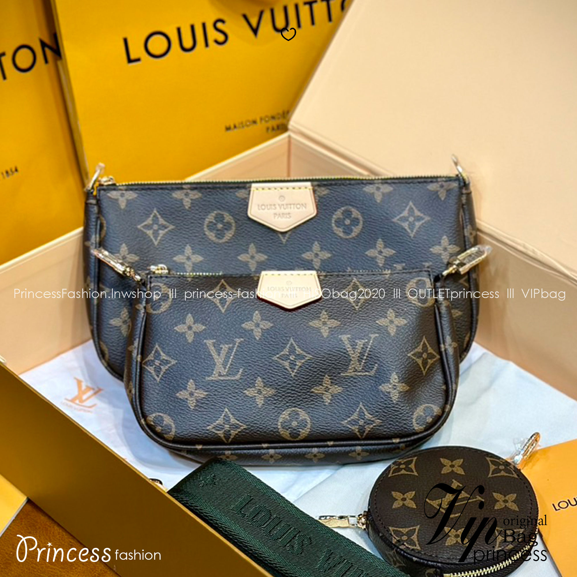 พร้อมส่ง 2 สี LV Multi Pochette Accessoires Monogram / LV Pochette กระเป๋าสะพายมัลติฟังก์ชั่น สุดฮอต ดีไซน์คลาสสิควินเทจ สะพายปรับลุคได้หลายสไตล์ รับรองคุ้มค่าจริงๆจ้า เกรดออริ เทียบแท้ 1:1