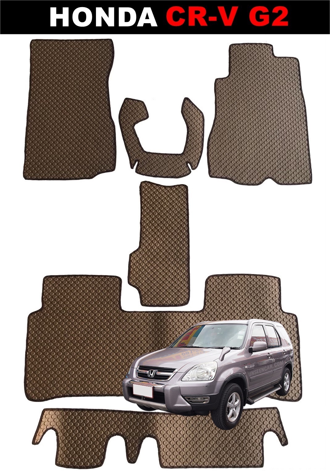 พรมกระดุม HONDA CR-V G2 ปี2002-06 สีน้ำตาล เข้ารูป ตรงรุ่นรถ