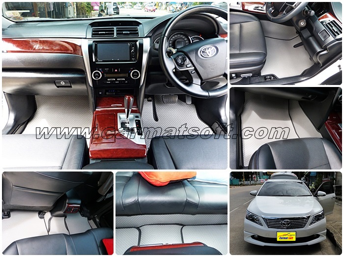 ยางปูพื้นรถยนต์ TOYOTA CAMRY 2012-18 พรมกระดุมเม็ดเล็ก สีเทา เต็มคัน