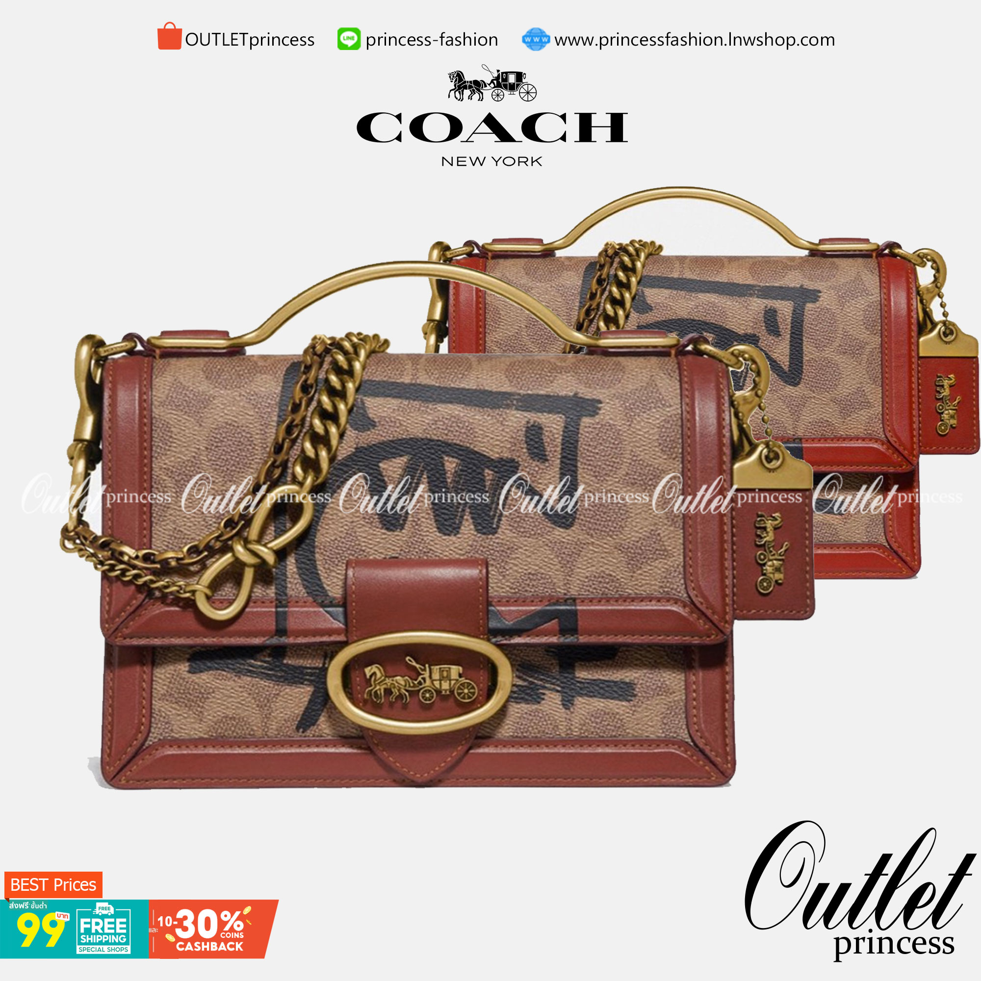 Coach Riley Top Handle 22 In Signature Canvas With Rexy Bag