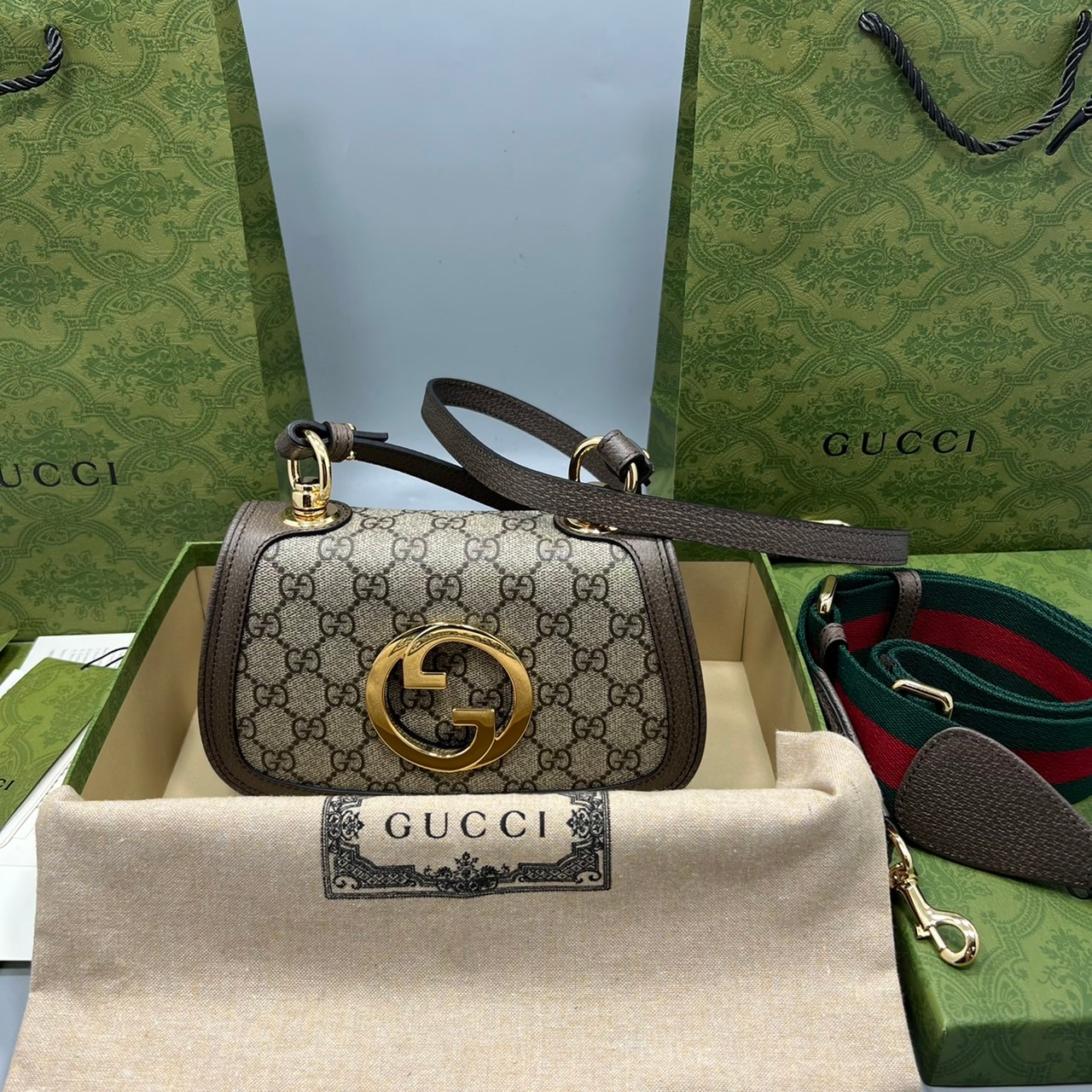 GUCCI Blondie mini shoulder bag เกรดเทพออริจินล หนังแท้และแคนวาสอย่างดี ภาพถ่ายจากงานขายจริง ใช้งานต่างประเทศได้ ผ่านทุก ตม