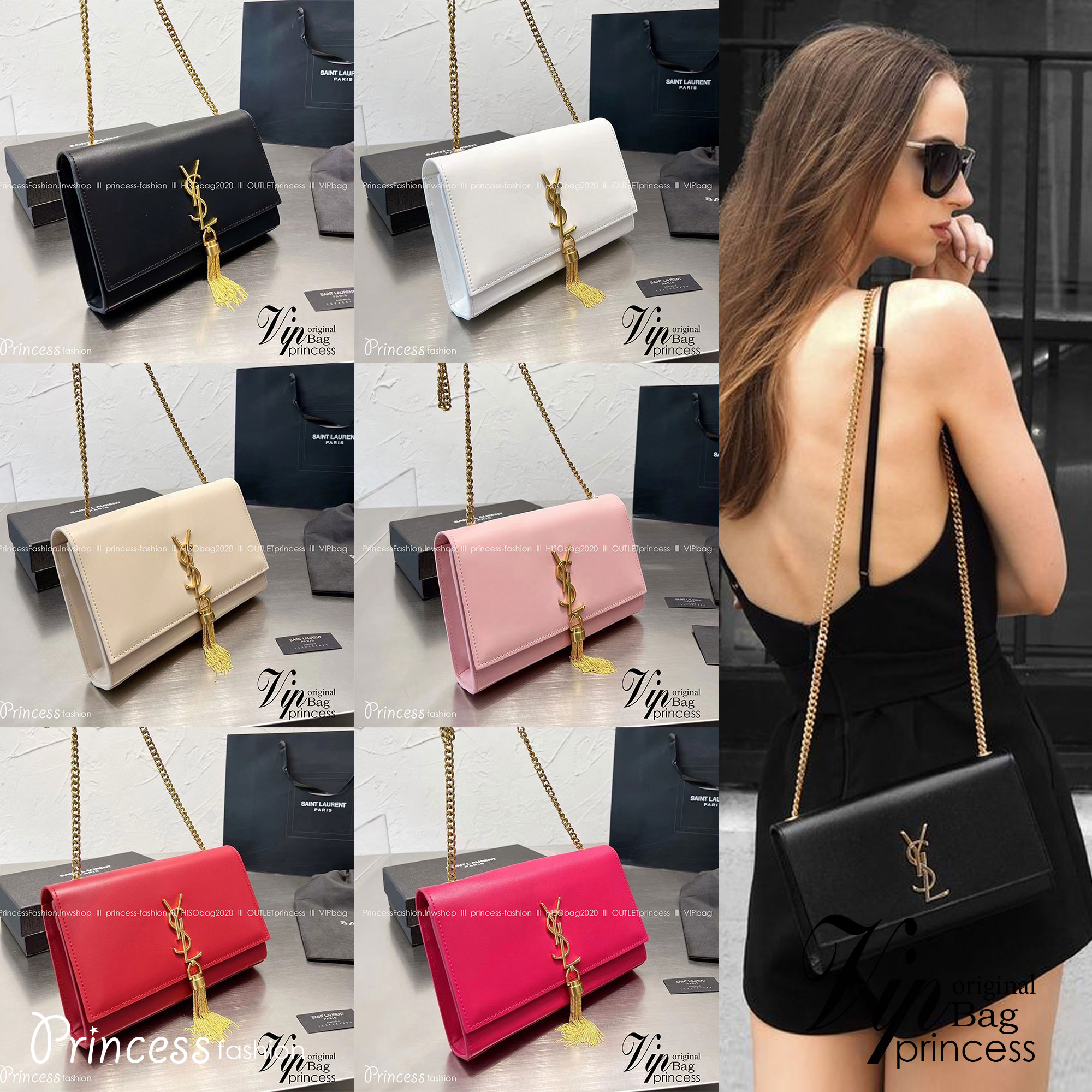 YSL Kate Tassel Shoulder Bag / YSL BAG พร้อมส่ง 6 สี กระเป๋าสะพายแบรนด์หรู รุ่นฮิตลอดกาล งานสวยดูดีมีระดับ ปั้มทุกจุด งานหนังเรียบสวยมากๆ