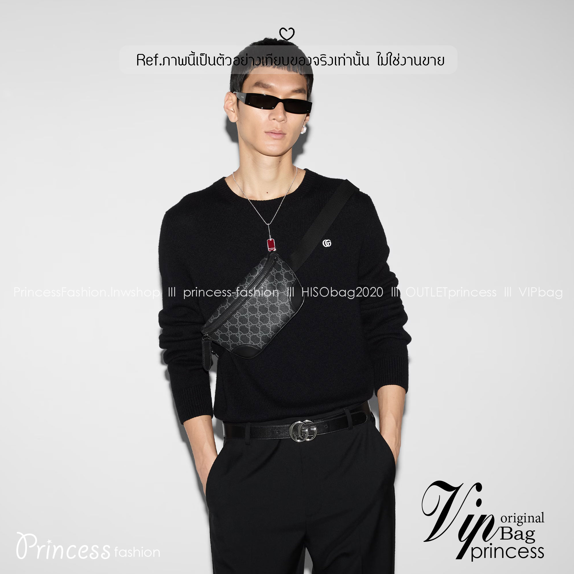 ORI หนังแท้ | GUCCI GG Emblem small belt bag กระเป๋าคาดอก/คาดเอวปรับโฉมใหม่ สวยสง่างาม สปอร์ตและเท่กว่าเดิม แต่ยังคงความคลาสสิค