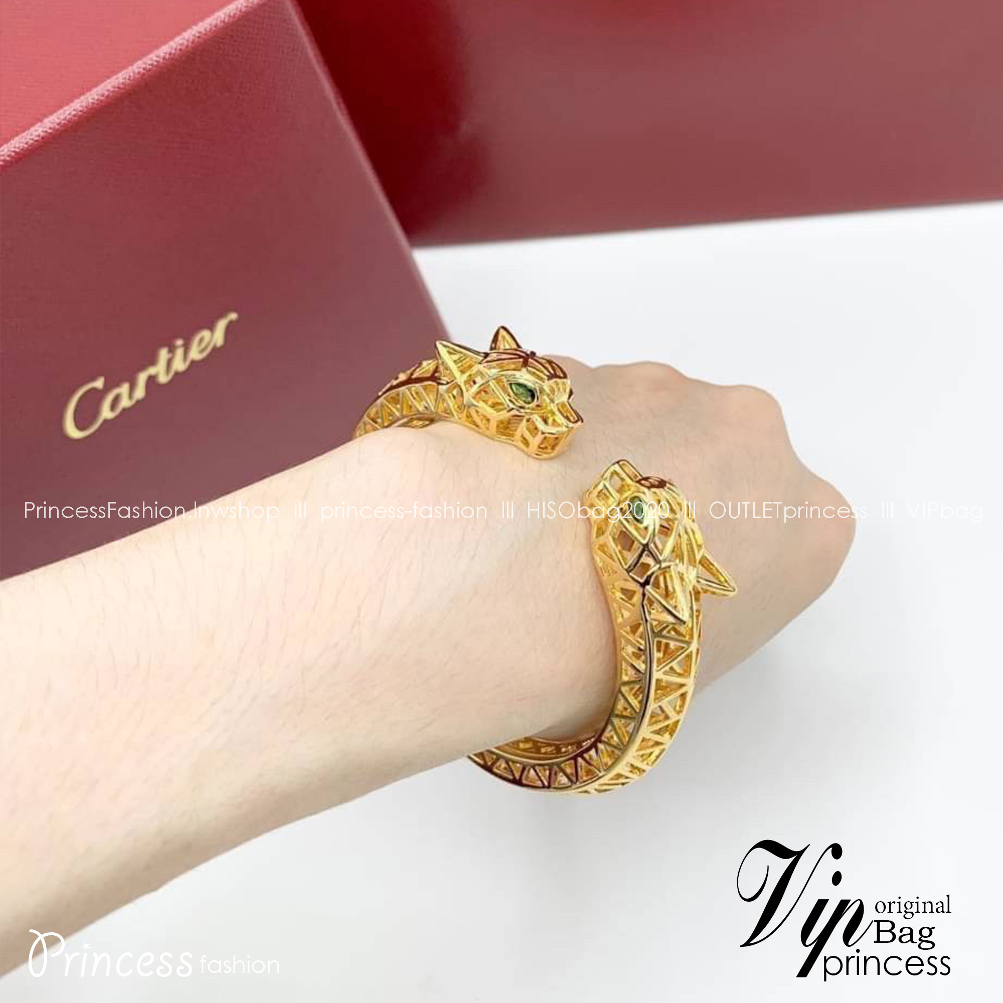 Cartier Double Head Leopard Diamond Bracelet / Cartier Bracelet พร้อมส่งที่ไทย กำไลข้อมือคาเทียร์ วัสดุโลหะเคลือบสีทองคุณภาพ **เกรดออริจินอล 1:1 สลับแท้