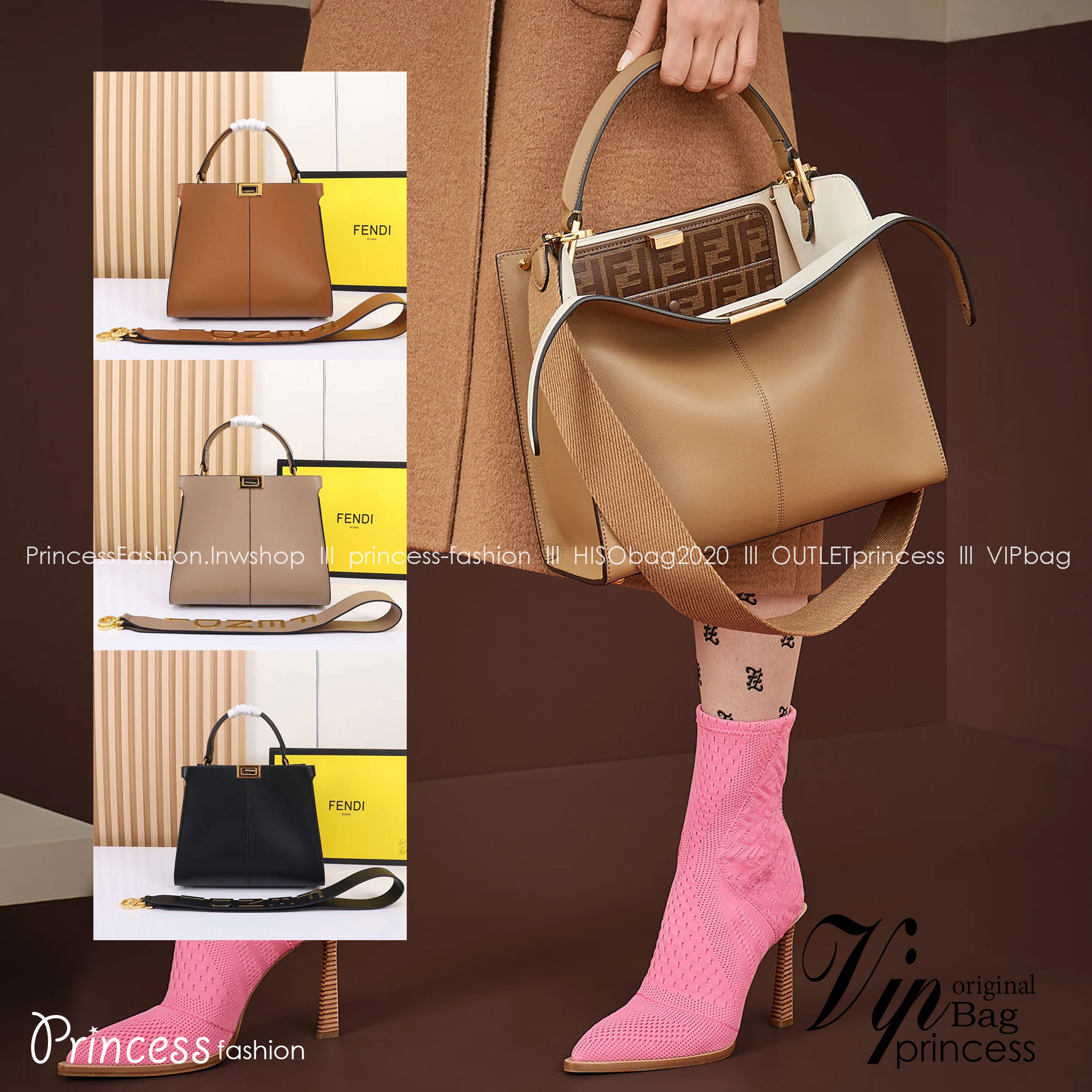 พร้อมส่ง 3 สี FENDI Peekaboo X-Lite Medium กระเป๋าสะพาย 🧡 เกรดออริจินอล 1:1 สลับแท้