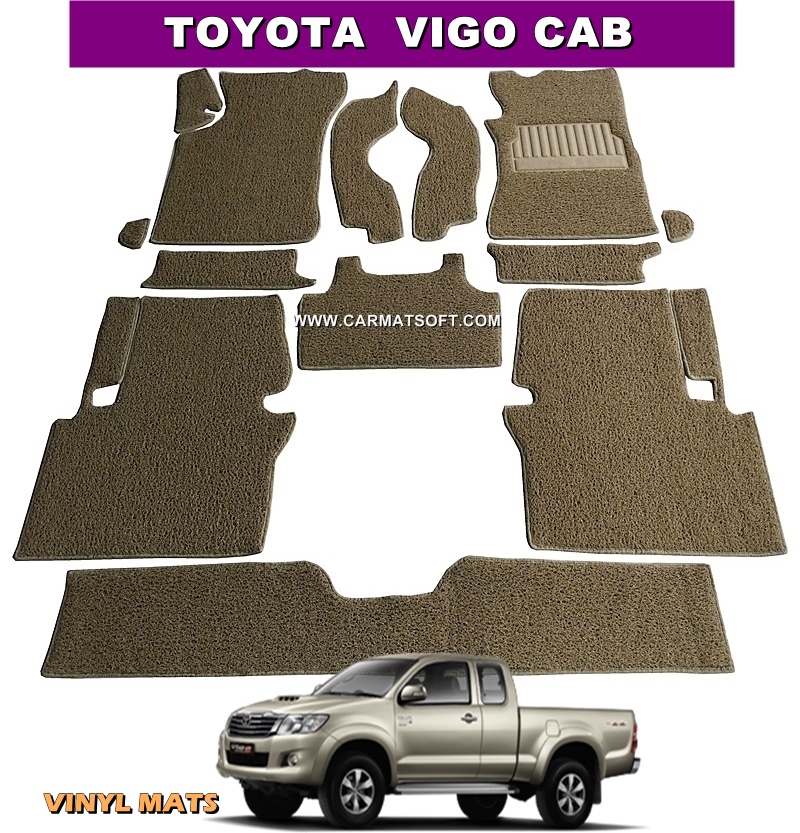พรมดักฝุ่นไวนิลTOYOTA VIGO CAB สีครีม เต็มคัน สวยงาม เข้ารูป ตรงรุ่นรถ