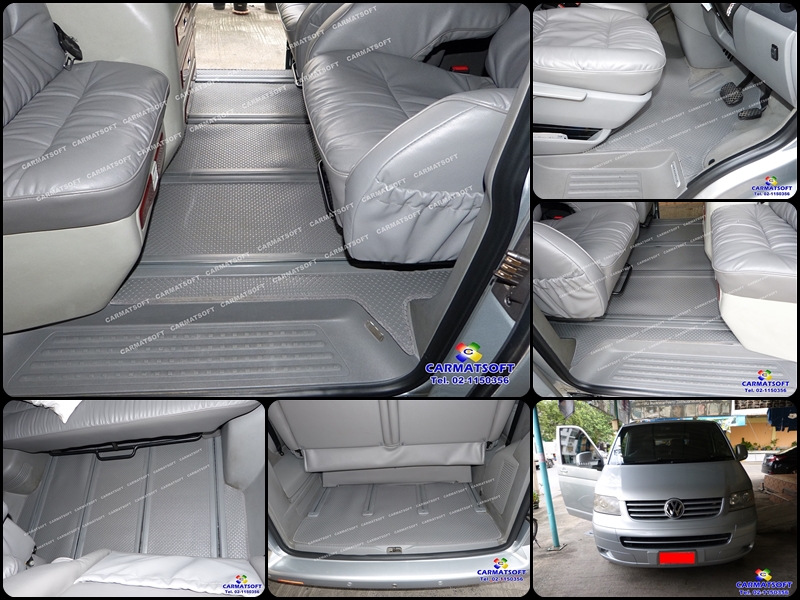 ยางปูพื้นรถยนต์ VOLKSWAGEN CARAVELLE รุ่น MINI MAT กระดุมเม็ดเล็ก สีเทา เต็มคัน *วัดรถทุกคัน*