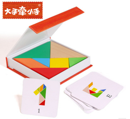 แทนแกรมไม้สี 7 ชิ้นของเล่นเสริมไอคิวเด็ก