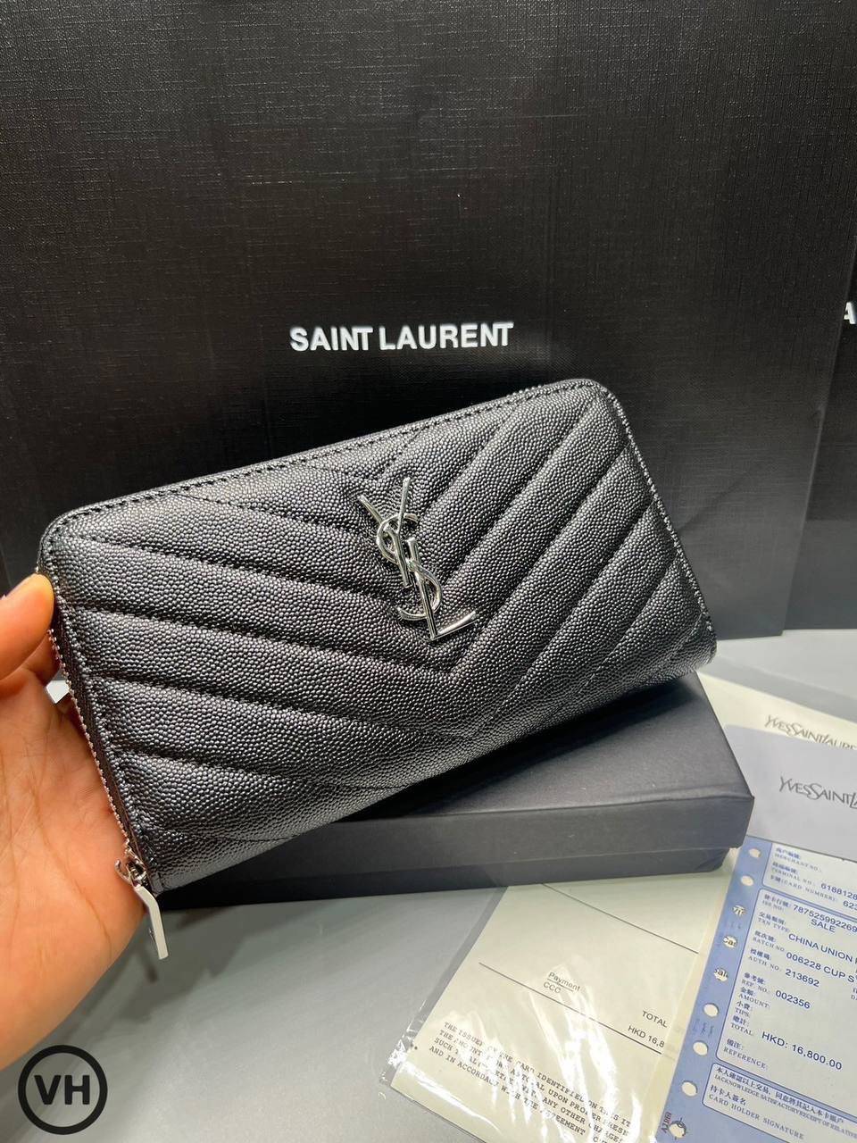 ORI หนังแท้ | YSL zip around wallet / YSL Long Wallet กระเป๋าสตางค์ใบยาวซิปรอบ 🤍 เกรดออริจินอล