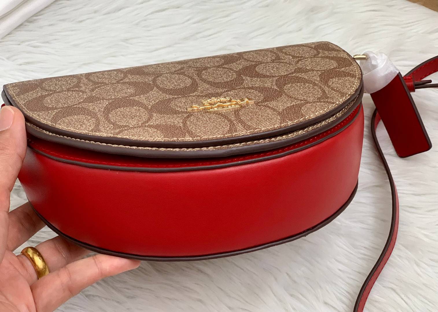 พร้อมส่งที่ไทยครบทั้ง6สีค่ะ 😘 Coach Ellen Crossbody In Signature ((C1432)) กระเป๋าทรงฮาฟมูนรูปทรงคลาสสิก ออกแบบให้มีลักษณะโค้งมน ไม่ดูเป็นทรงแข็งจนเกินไป ดีไซน์และสีของกระเป๋ายังเรียบง่าย เข้าได้กับทุกชุด สะพายครอสบอดี้ร์//สะพายข้าง หรือถือแบบคลัท