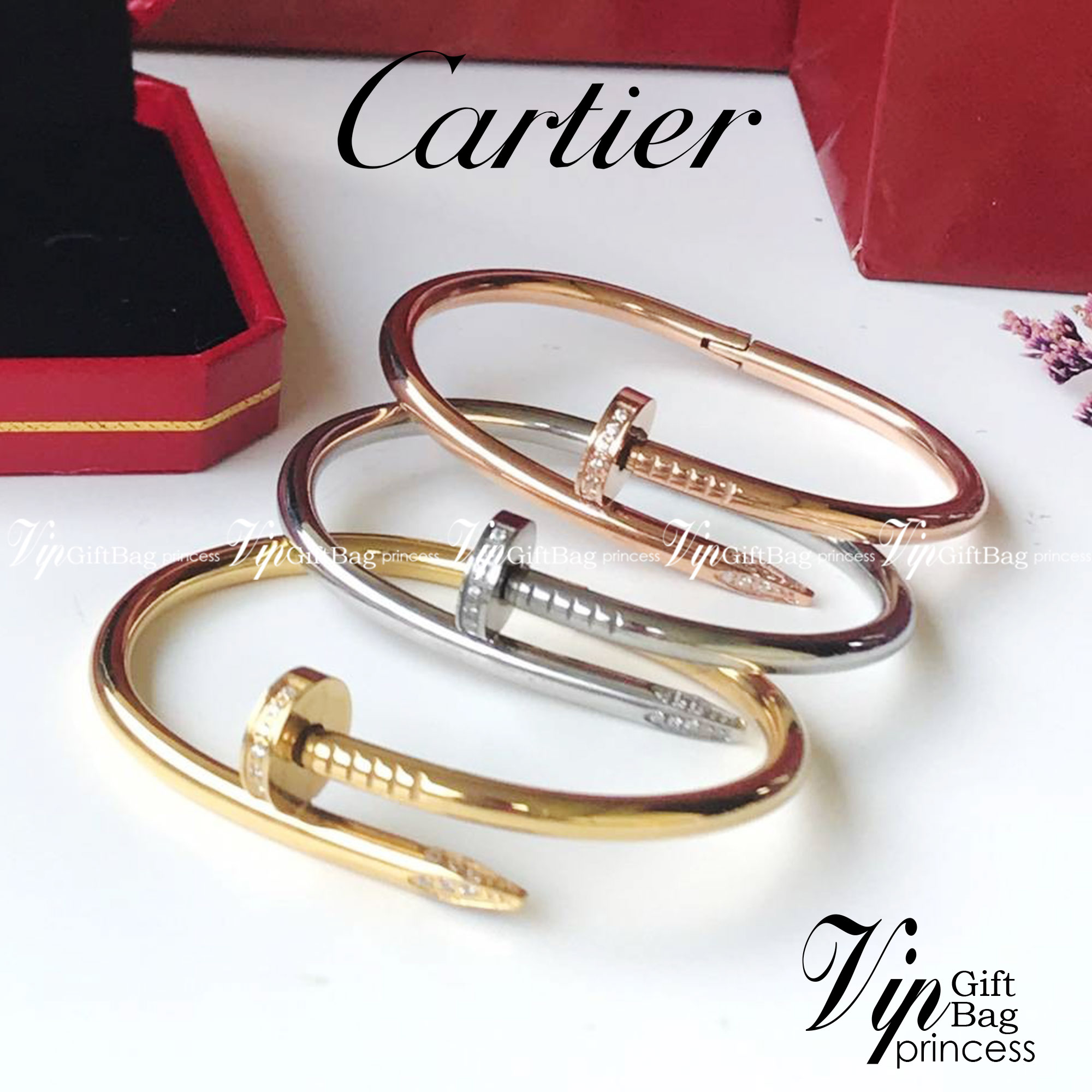 Cartier JUSTE UN CLOU BRACELET กำไลข้อมือตะปู งานดีสุดเกรดออริจินิล วัสดุคุณภาพดี ไม่ลอกไม่ดำ กล่องตามแบบ งานปั้มครบตามรูปเลยค่ะ