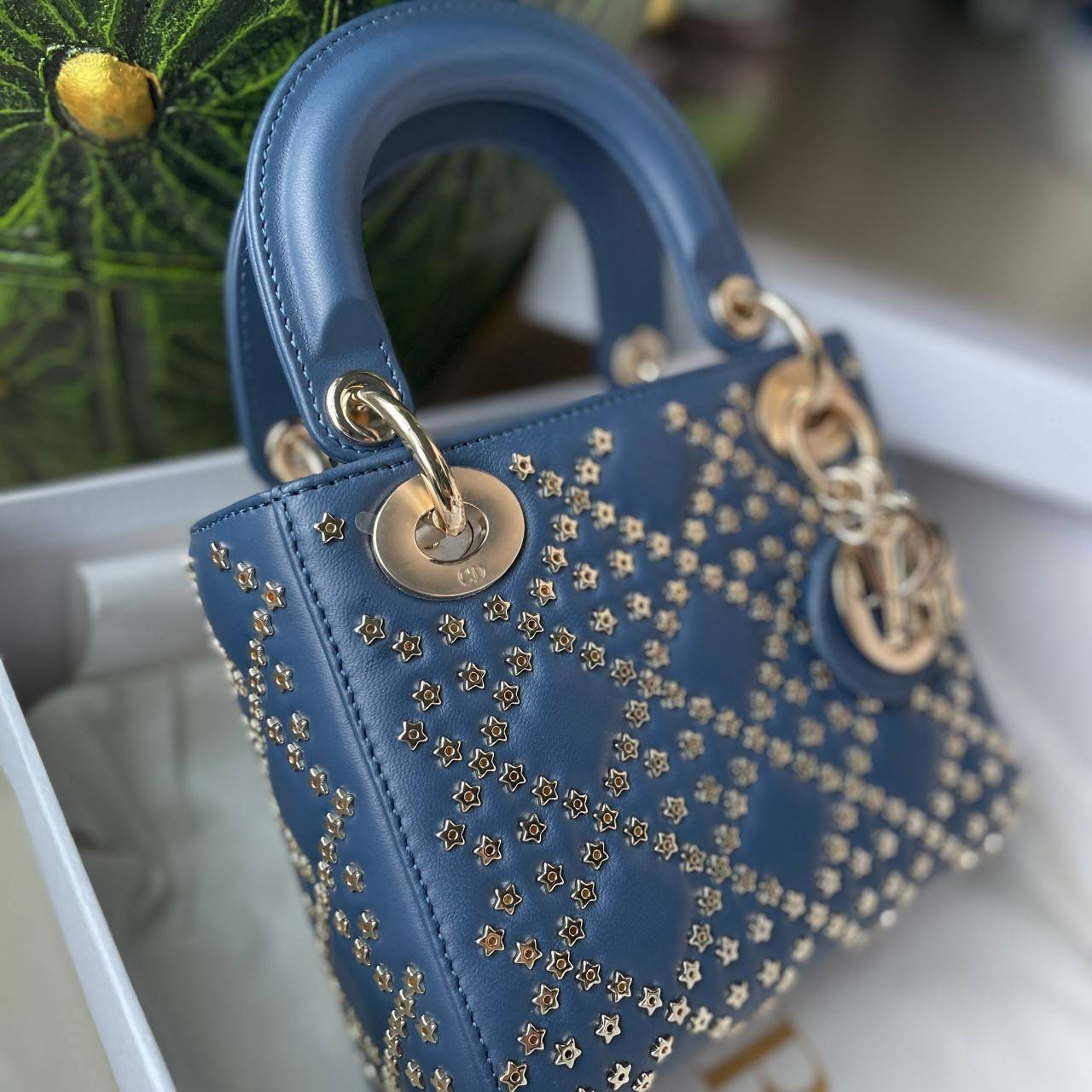 Mini Lady Dior Bag Denim Blue Lucky Star Cannage Lambskin เกรดใช้งานสลับใบจริงได้ เทพออริจินอล เป็นรุ่นสั่งทำพิเศษ ภาพสินค้าถ่ายจากงานขายจริงใช้งานต่างประเทศได้
