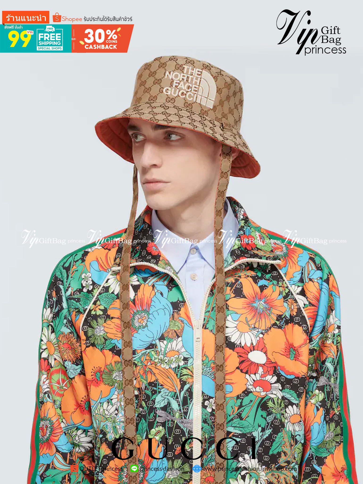 The North Face x Gucci GG canvas hat พร้อมส่งที่ไทย หมวกผ้าแคนวาสใส่ได้ 2 ด้าน พร้อมสายรัดคางเส้นยาว งานปักละเอียดคมชัด เกรดออริจินอล สวย คุ้มค่าค่ะ