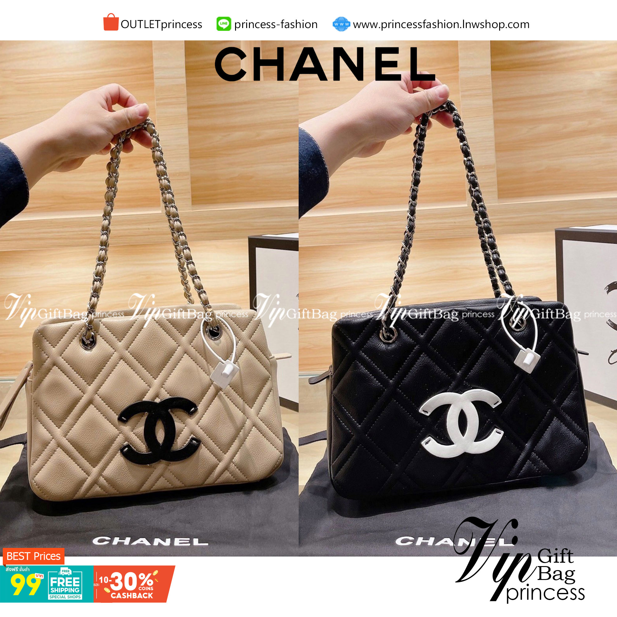 VIP 】CHANEL SHOPPING BAG งานหนังแท้สวยมาก ดีไซน์ทรง TOTE อยู่ทรงสวยหรูคลาสสิคไม่มีเอ้าท์ ภายในโล่งกว้าง จะถือหรือสะพายไหล่ก็ดูดี ไอเท็มแนะนำ พร้อมส่งที่ไทยราคาสุดคุ้ม Rare items เด็ดๆแบบนี้ควรค่าเเก่การสะสมสาวก Chanel GWP ห้ามพลาดค่ะ!