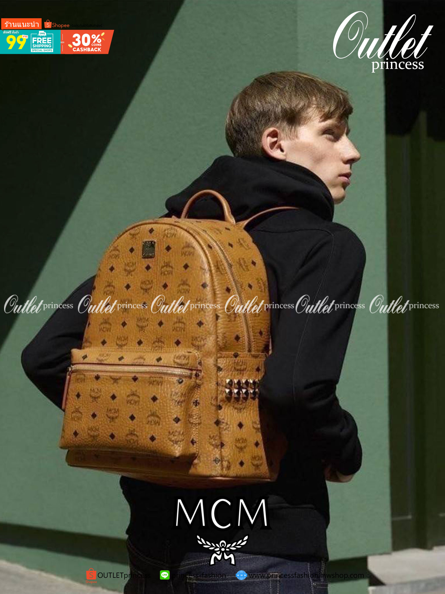 M.C.M STARK STUDS MEDIUM BACKPACK IN VISETOS ใบใหญ่เอาใจสายจุมาแล้วจ้า Best seller Unisex backpack กระเป๋าเป้ดีไซน์เอกลักษณ์ รุ่นขายดี ใช้ได้ทั้งหนุ่มๆและสาวๆ ตกแต่งหมุดอะไหล่สี gun metal เรียบหรู วัสดุหนังแคนวาสคุณภาพดี เปิด-ปิดด้วยซิป ภายในเป็นหนังแท้ จ