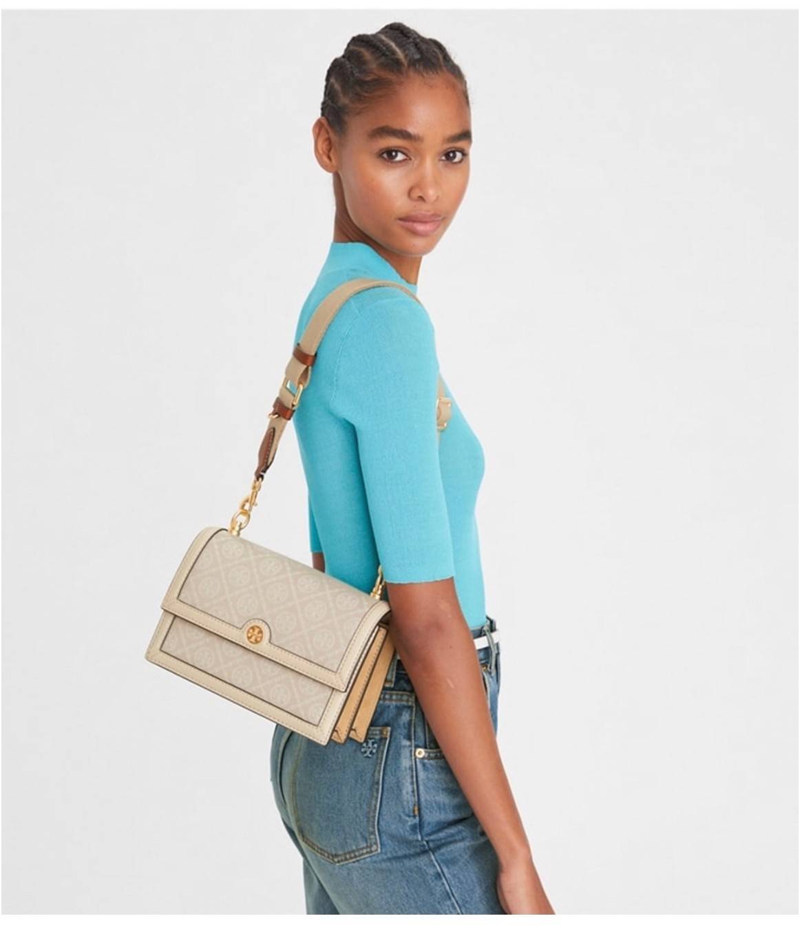 Tory Burch Small T Monogram Shoulder Bag กระเป๋าสะพายรูปทรงยอดนิยม เกรดท็อปออริ เกรดดีสุด สลับแท้ 1:1 ใช้ต่างประเทศได้