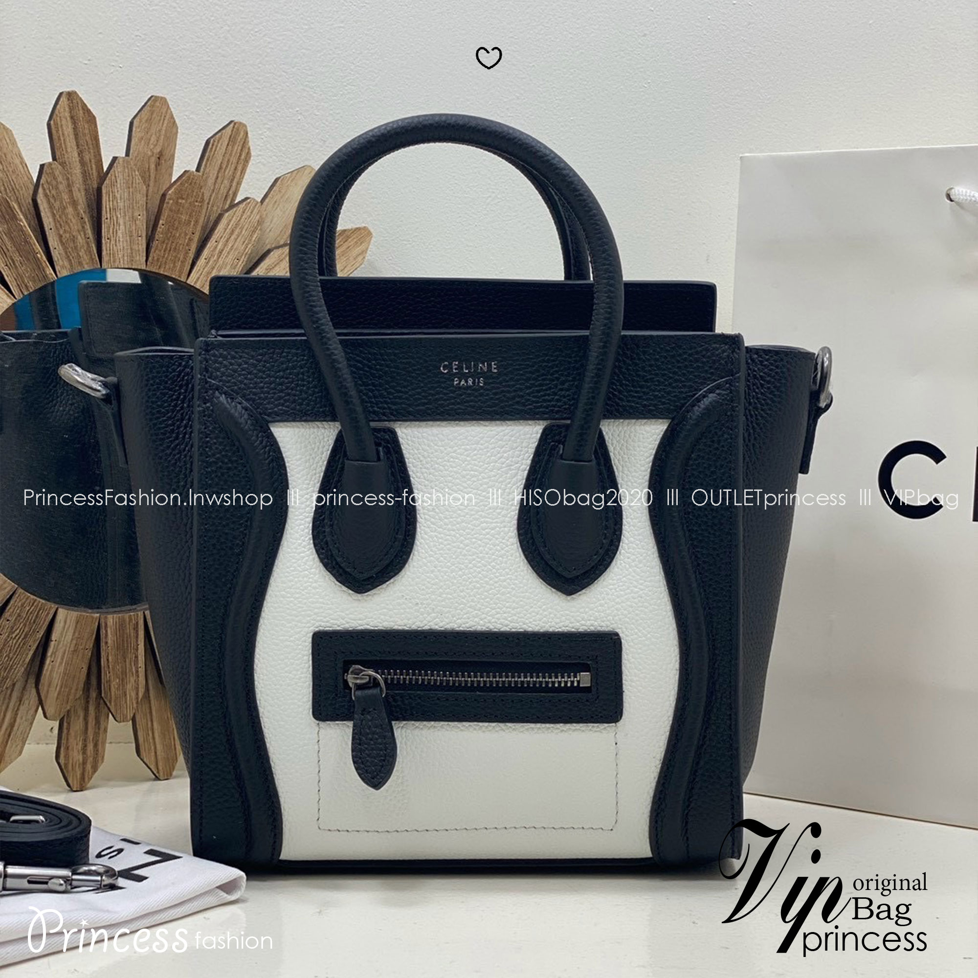 ORI หนังแท้ | Celine Luggage Tote Nano Bag20cm กระเป๋าสะพายทรงโท้ท ดีไซน์เป็นเอกลักษณ์ เรียบหรูดูแพง