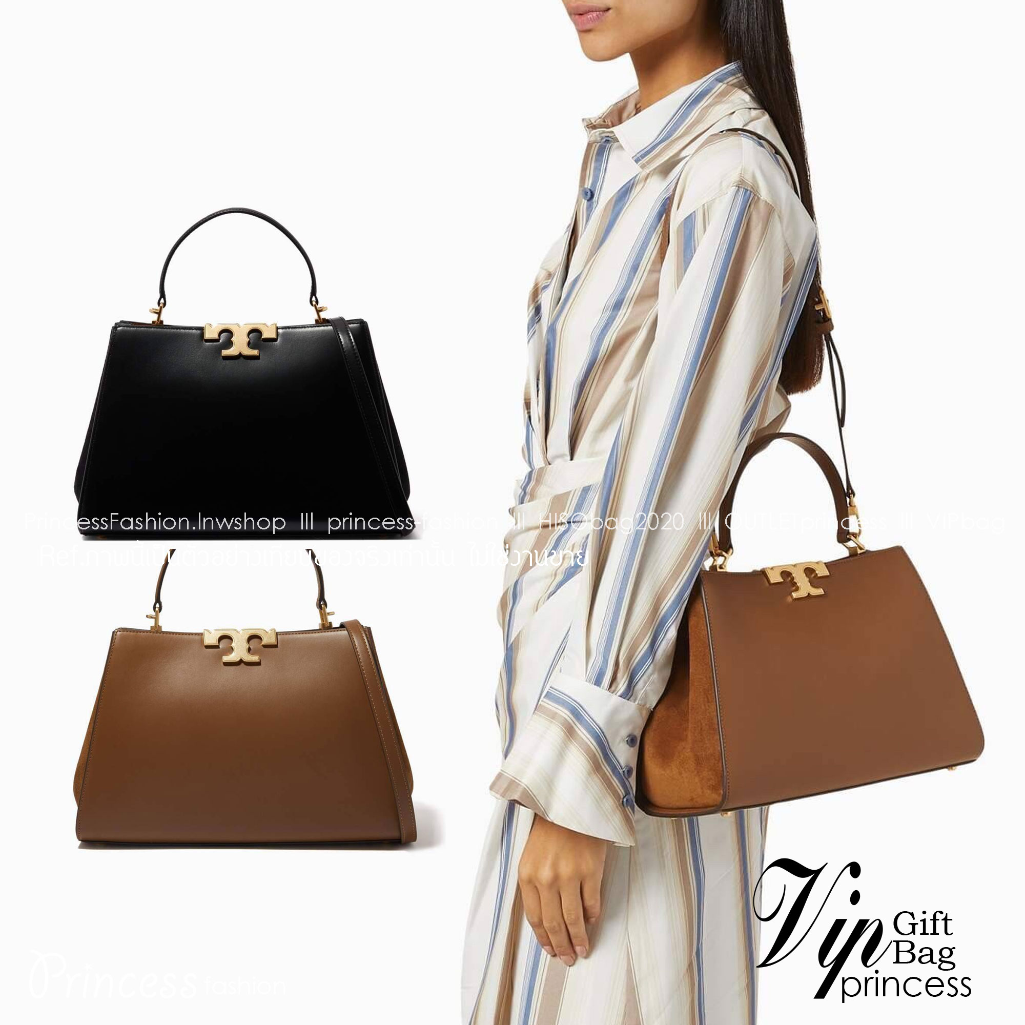 TORY BURCH ELEANOR SPAZZOLATO SATCHEL ใหม่และดูดีเกินต้าน กับกระเป๋าถือทรงสวย ใบใหญ่ ดีไซน์ผู้ดีเรียบหรู ถือขับผิวไปเลยทุกสี สวยคม มาพร้อมหูจับในตัว