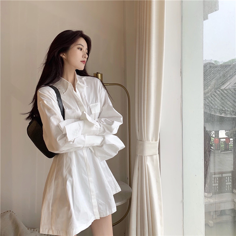พร้อมส่ง 💓 White Christina dress เดรสเชิ้ต (IN31705)