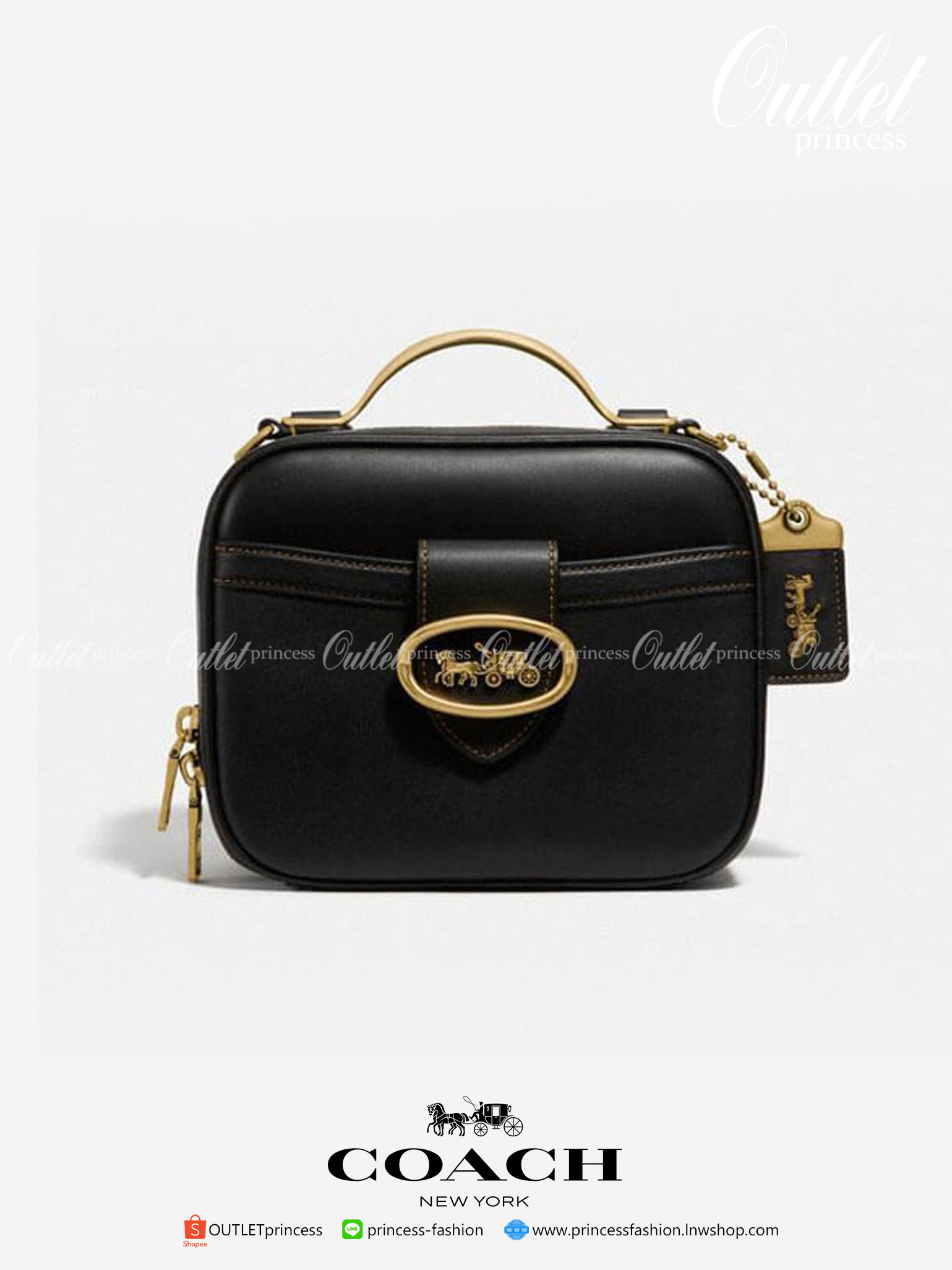 ของแท้ Coach RILEY LUNCHBOX BAG IN COLORBLOCK SIGNATURE CANVAS Black
