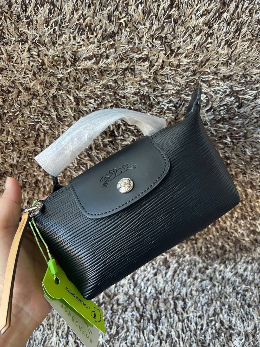 LONGCHAMP LE PLIAGE CITY POUCH WITH HANDLE Taupe - Canvas (ไม่มีสายยาว) กระเป๋าเครื่องสำอางแบบมีซิปพร้อมหูหิ้วใบนี้เหมาะสำหรับการจัดระเบียบกระเป๋าของคุณ