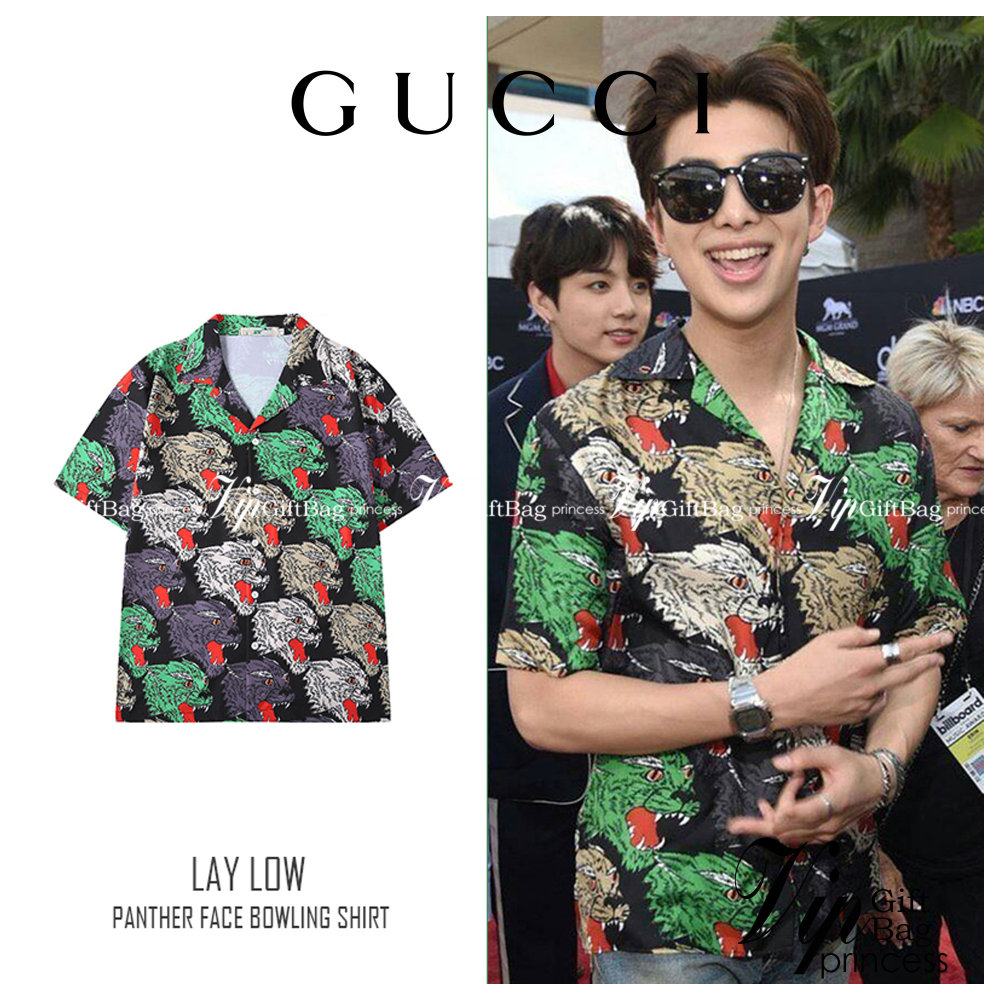 Gucci Panther Face Bowling Shirt in Green / Gucci Men's Shirts / Gucci Shirt งานเกรดออริจินอล พิมพ์ลายคมชัด มีป้ายแท็กที่คอเสื้อทุกตัว พร้อมส่งที่ไทย ภาพสินค้าถ่ายจากงานขายจริง ใช้งานต่างประเทศได้