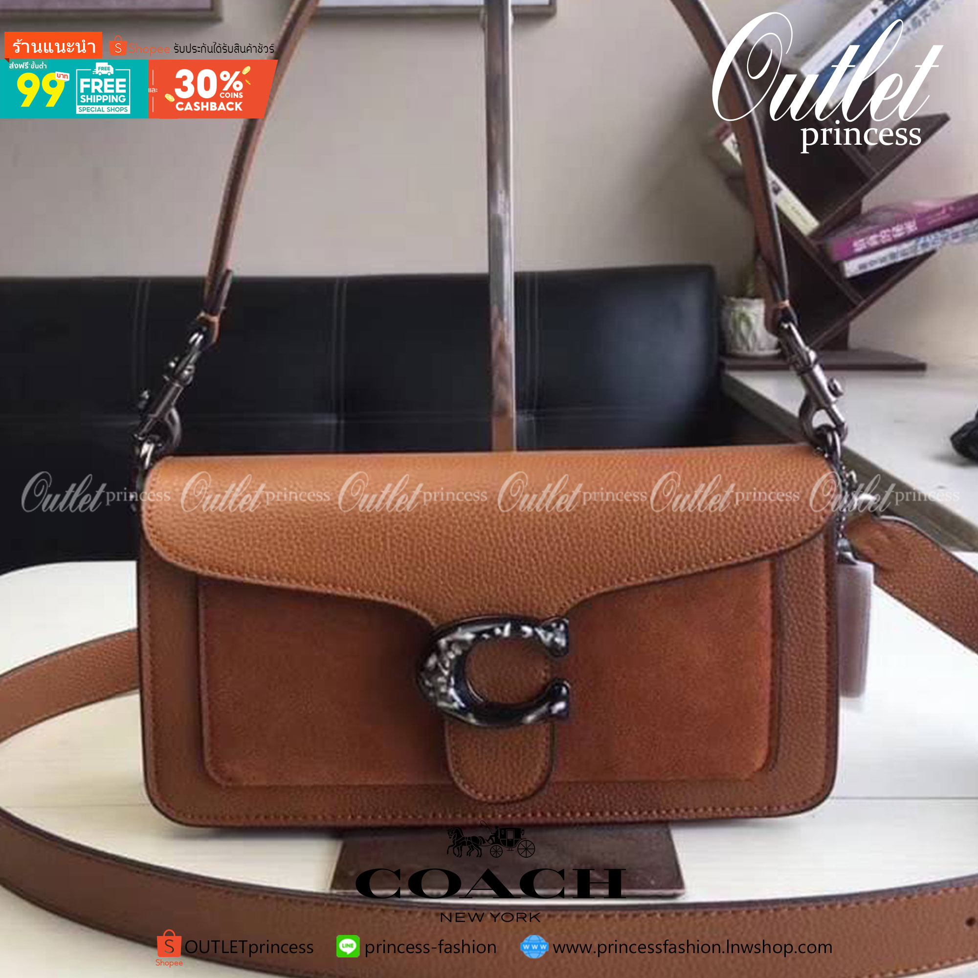 ของแท้ 💯% Coach Tabby Shoulder Bag 26 Polished pebble leather, suede and refined calf leather Inside zip RED1