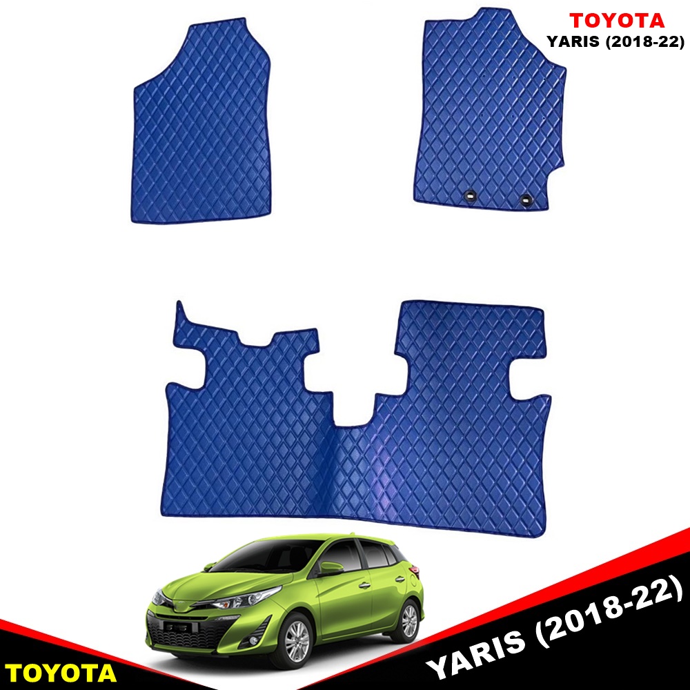 ยางปูพื้นรถยนต์ TOYOTA YARIS 2018-22 ลายไดมอนด์ สีน้ำเงิน 3ชิ้น (พร้อมส่ง)