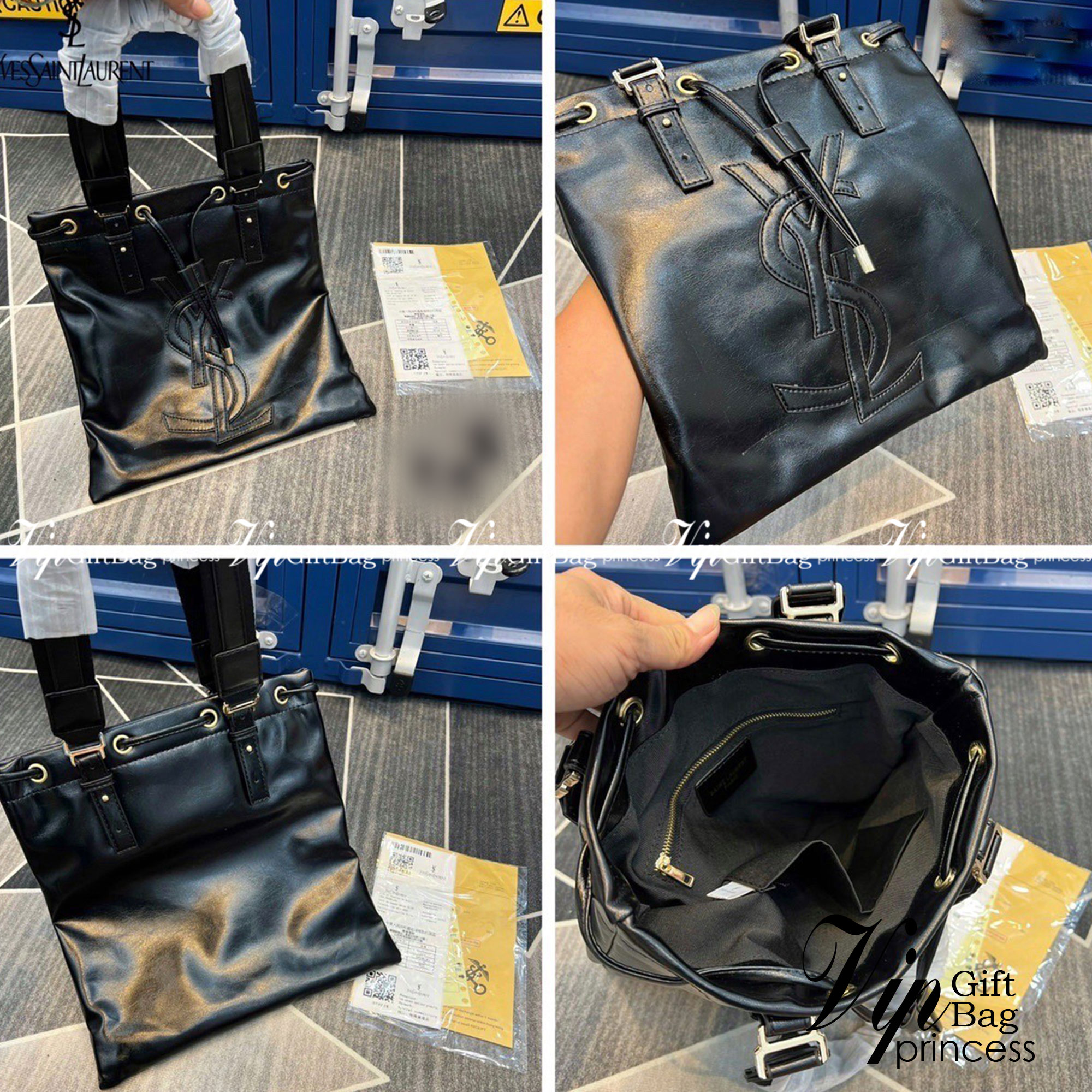 YSL shopper tote leather drawstring closure กระเป๋าทรงชอปปิ้ง มาใหม่ หนังสวย ผูกด้วยสายหนัง โดดเด่นด้วยโลโก้ด้านหน้า มีให้เลือก 2 สี 2 ขนาด ภายในโล่งกว้างมาก ใช้งานง่าย สะดวกสุดๆ