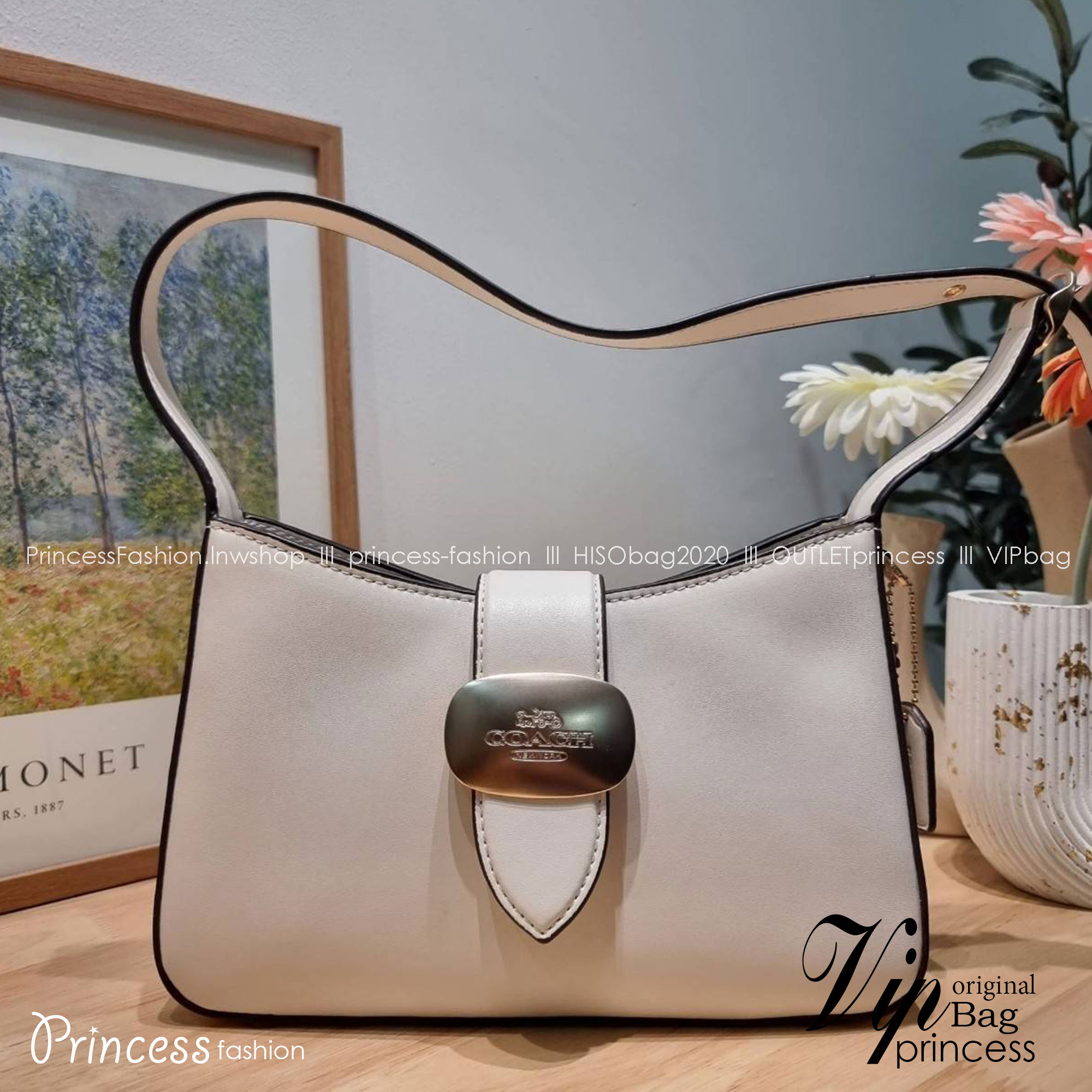 COACH ELIZA SHOULDER BAG IN SIGNATURE CANVAS CR532 / CR533 กระเป๋าสะพายไหล่ทรงโฮโบสุดหรู ดีไซน์โลโก้แบบใหม่สวยเด่น เกรดท็อปออริ เกรดดีสุด สลับแท้ 1:1 ใช้ต่างประเทศได้