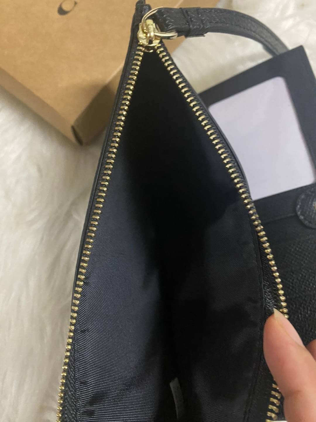 COACH 73156 Pebbled Leather Long Wallet พร้อมส่งสีดำ สีน้ำตาล