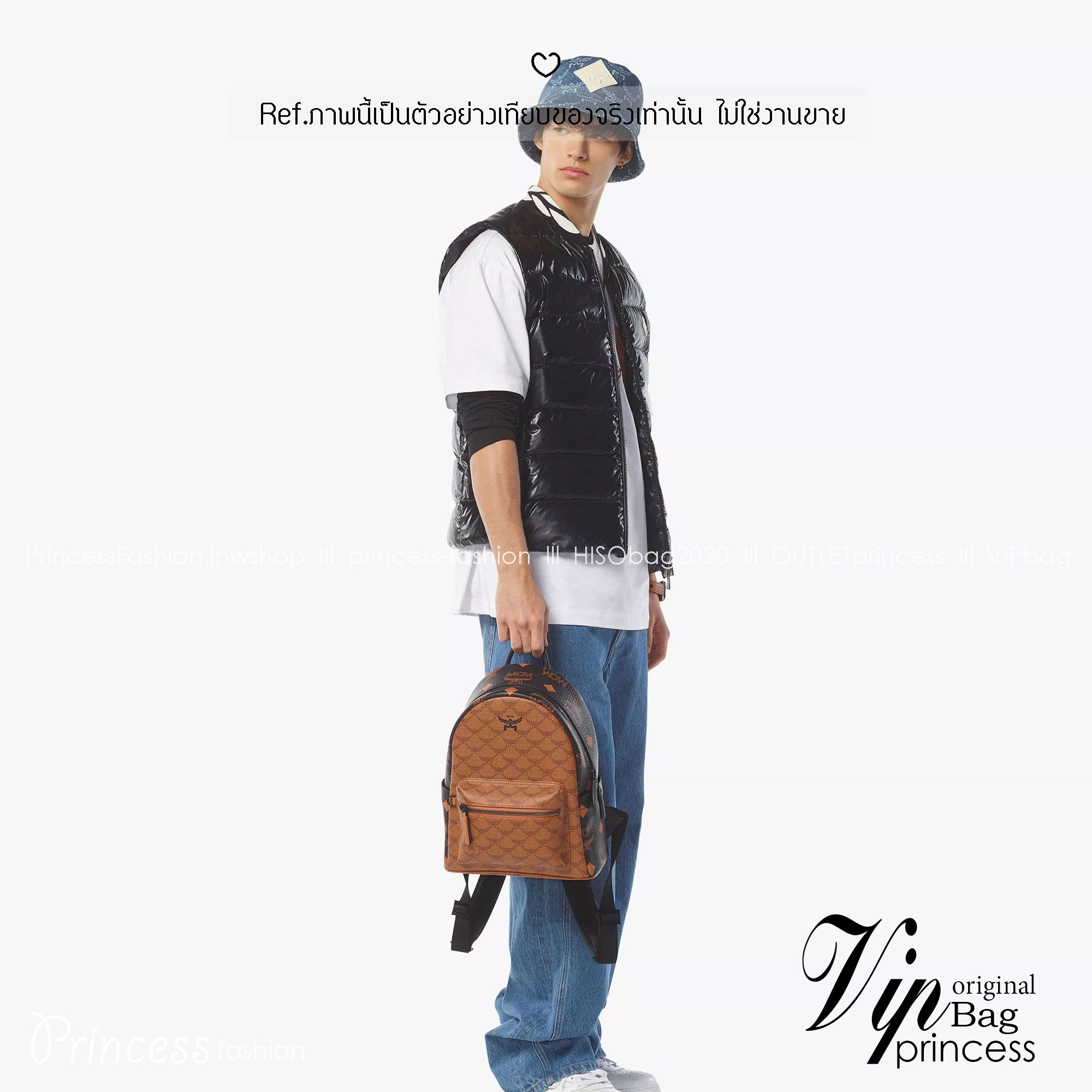 ORI | M.C.M Stark Backpack in Monogram Mix กระเป๋าเป้แมกซี่คอลใหม่ โดดเด่นด้วยดีไซน์สีดำด้านข้างและสายกระเป๋าตัดสีกันได้อย่างลงตัว Best seller Unisex ของงานเป้จริงๆ