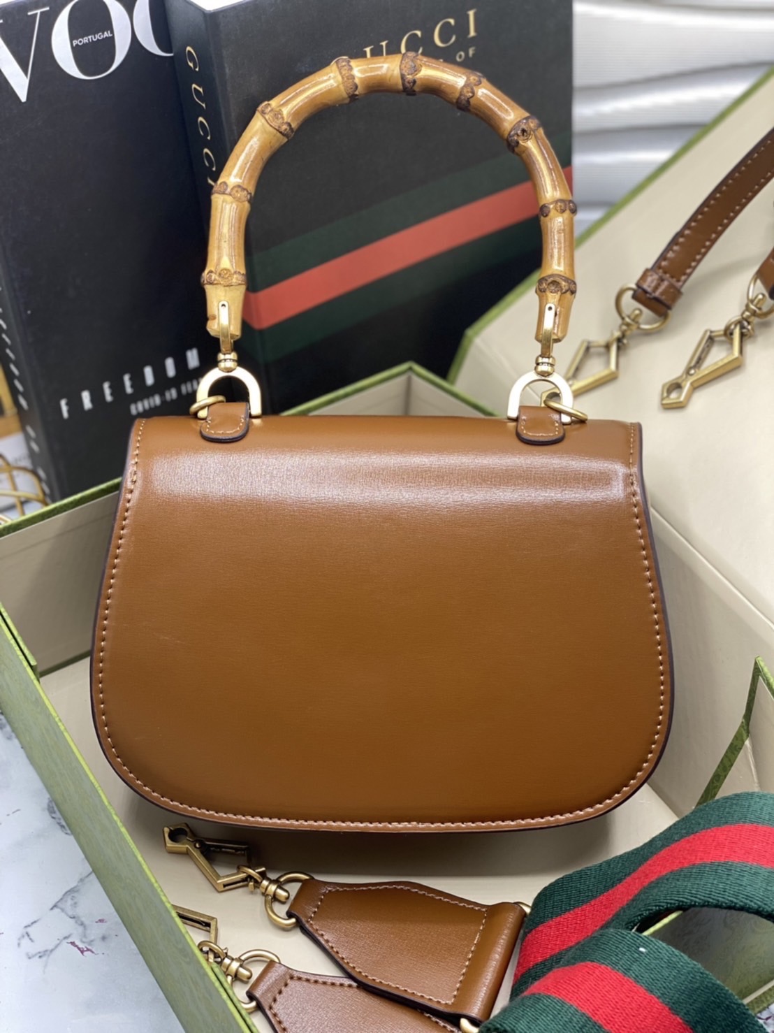 หนังแท้ Gucci Bamboo 1947 small top handle bag พร้อมส่งที่ไทย