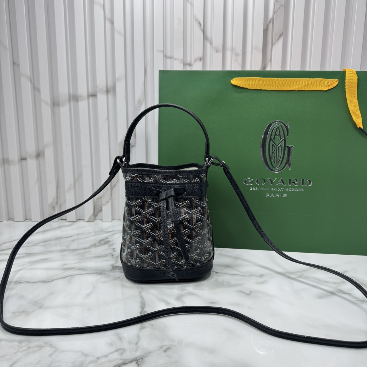 RI หนังแท้ | Goyard Petit Flot Mini bucket bag กระเป๋าสะพายทรงบัคเก็ต ไซส์มินิ ดูผู้ดีในตัว วัสดุหนังแคนวาสพิมพ์ลายสวยคม