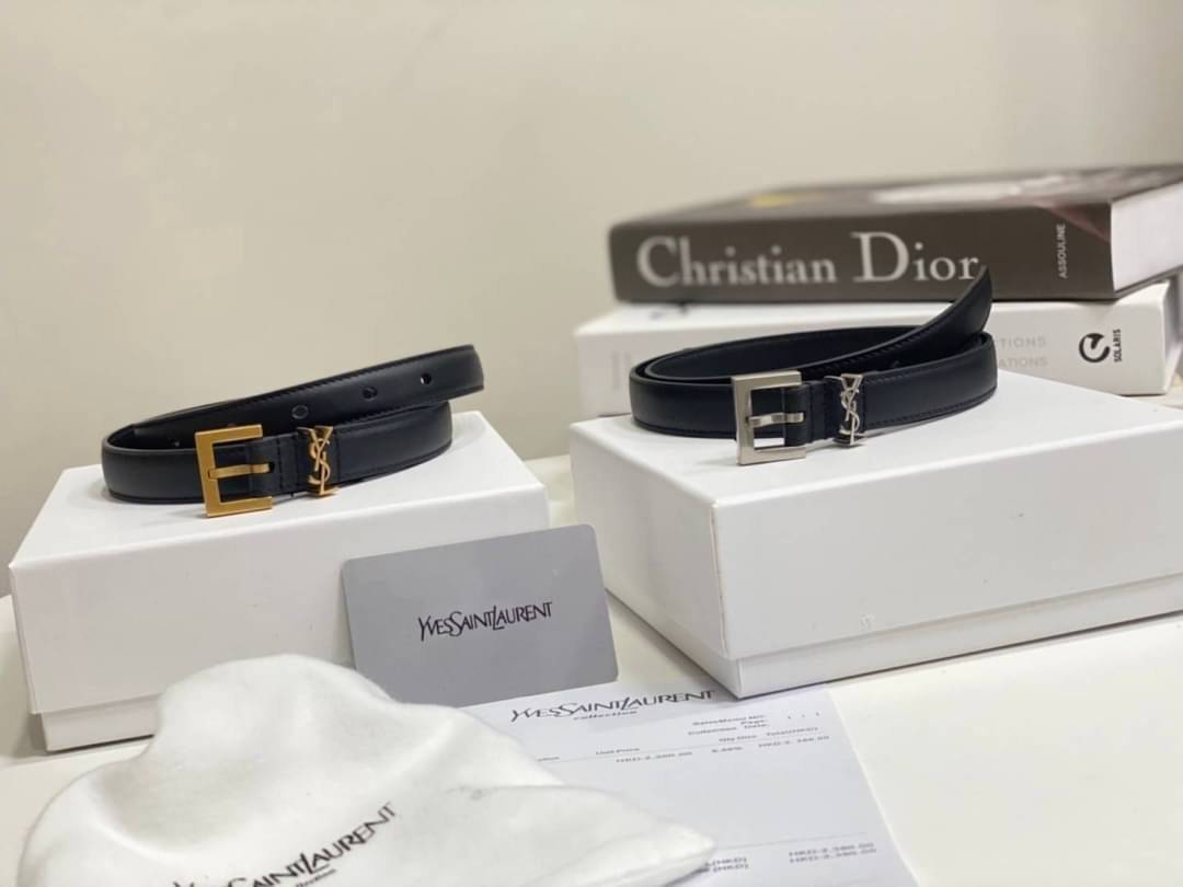 YSL Belt Black Leather เข็มขัดเกรดออริจินอลหนังแท้ พร้อมส่ง ภาพสินค้าถ่ายจากงานขายจริง ใช้งานต่างประเทศได้