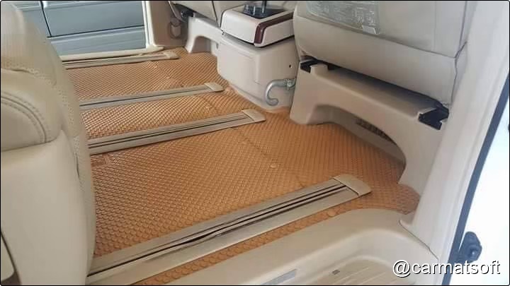 พรมกระดุมเม็ดเล็กรีดขอบTOYOTA VELLFIRE 2008-14 สีชามัวร์ สวยงาม ทนทาน เข้ารูป เต็มคัน