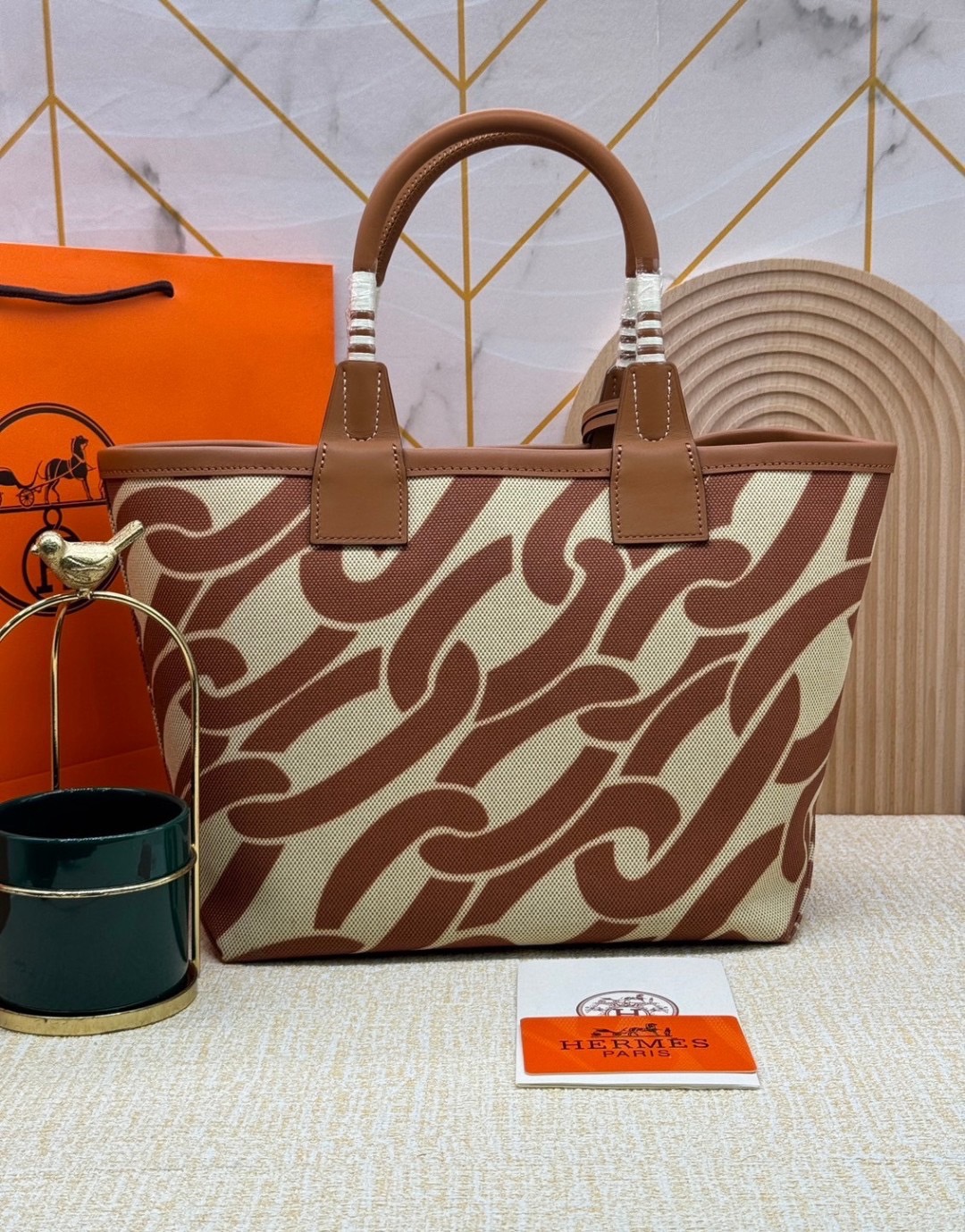 HERMES Steeple Tote Bag / H Steeple canvas tote bag 30cm กระเป๋าทรงโท้ทแคนวาสอย่างดี พิมพ์ลายคมชัด ลายใหม่สวยหรู เกรดออริ สลับแท้