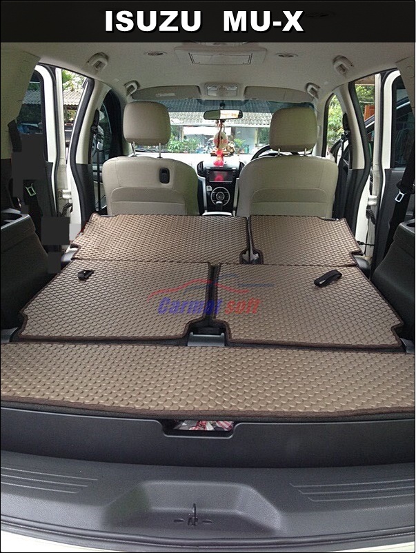 แผ่นปูท้ายรถISUZU MU-X ลายกระดุมEVA สีน้ำตาล ปูเต็ม ตอน2 ตอน3+แผ่นปิดกล่อง